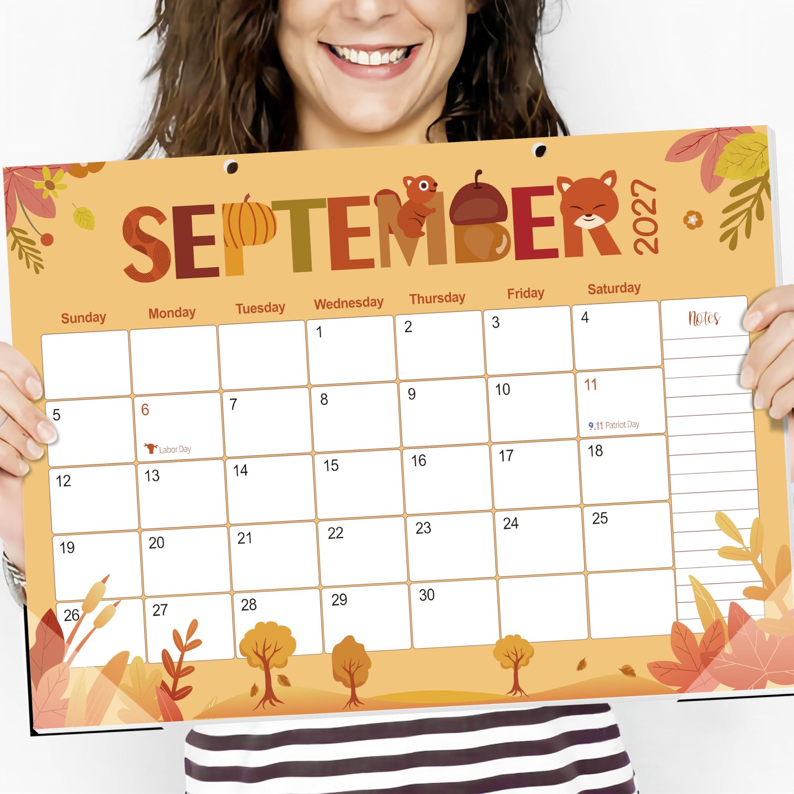 Guasslee Desk Calendar 2026-2027, 19-Month School 17″x11.5″, Jun 19month blue