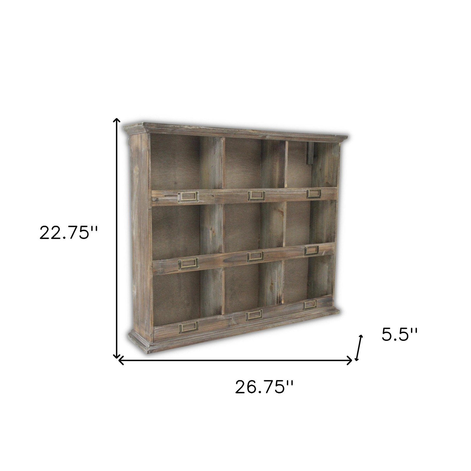 27″ Dark Brown Solid Wood Wall Mounted Display Stand
