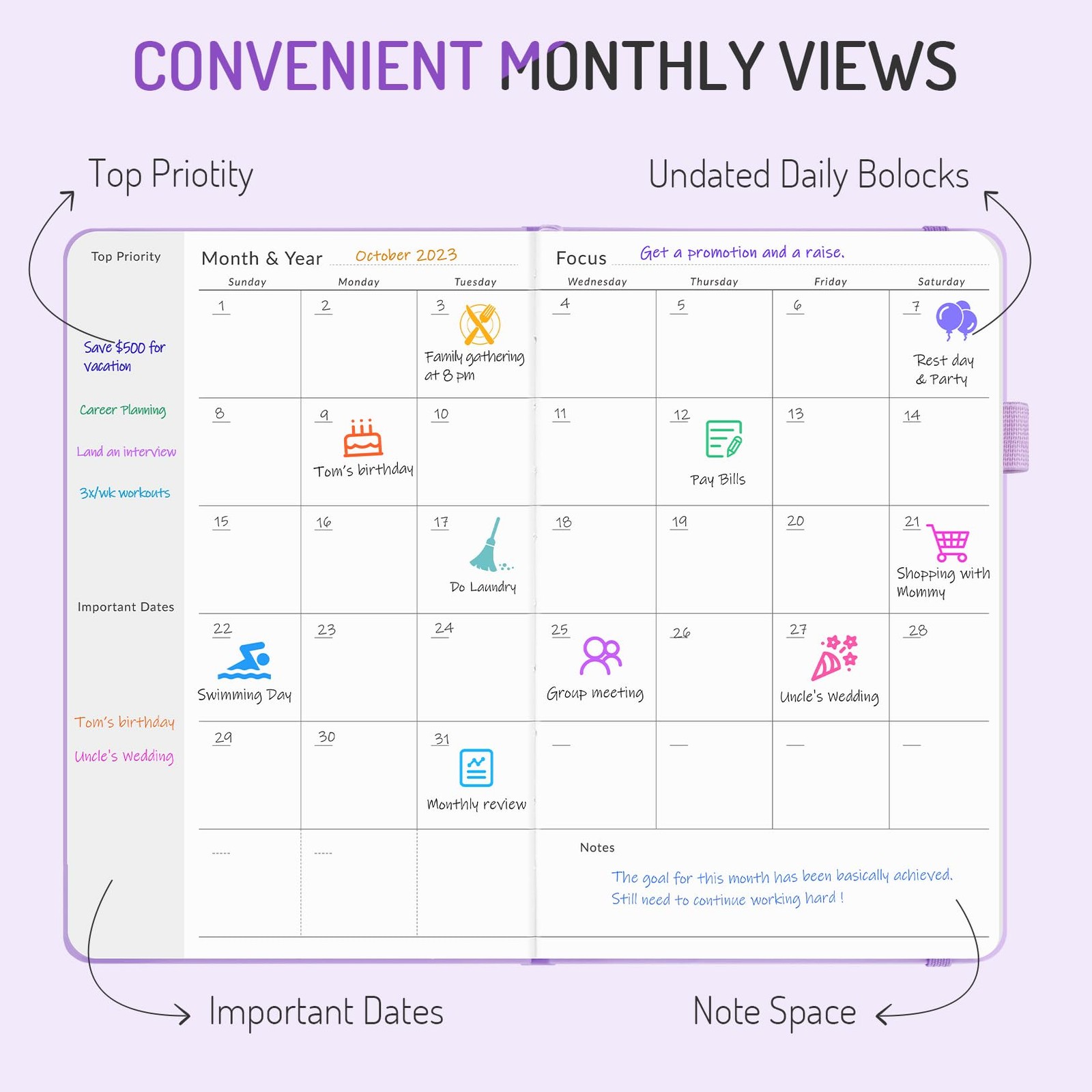 Undated Weekly Planner for 2026, Simplified Weekly & Monthly Calendar Planner…