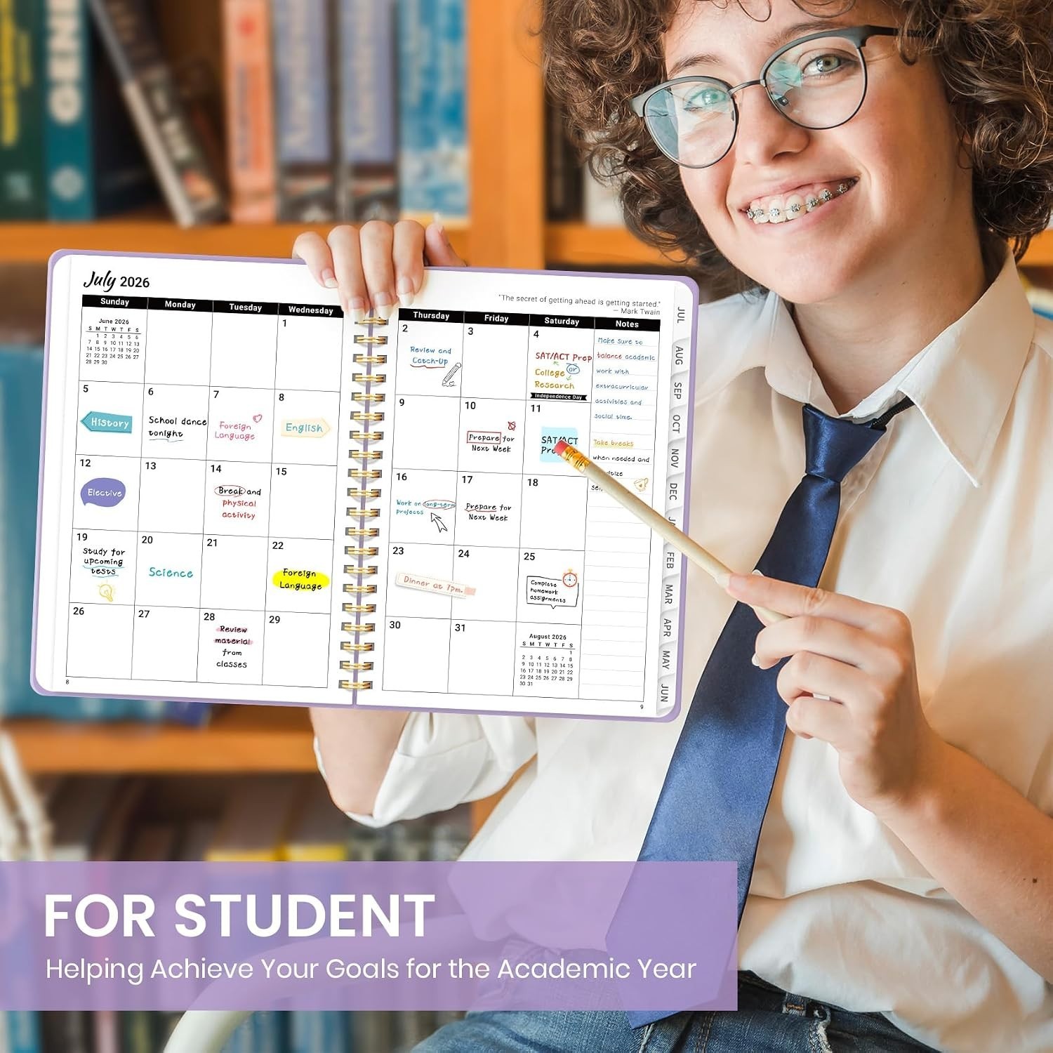 A5 2026-2027 Academic Planner with Monthly Tabs: Perfect for Students & Teachers