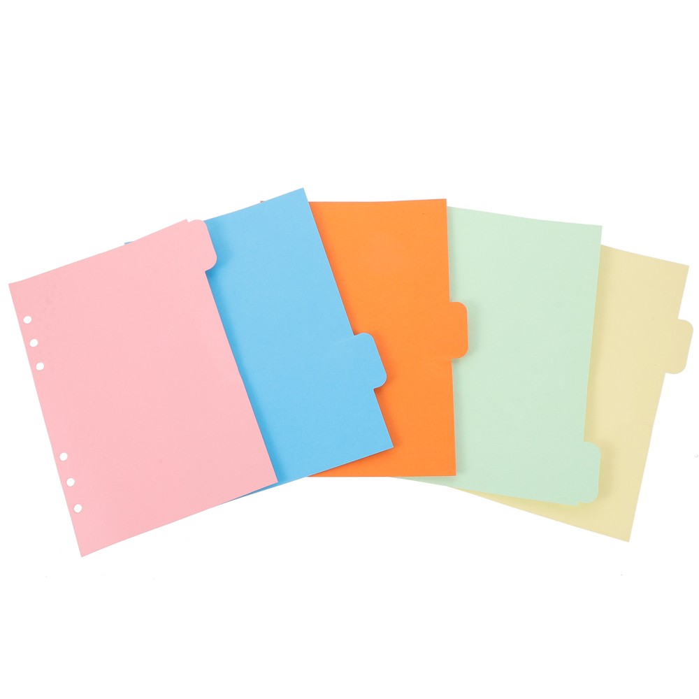 STOBOK A5 Binder Tabs Plastic Divider Set Notebook Dividers 6-Holes Sorter Tabs