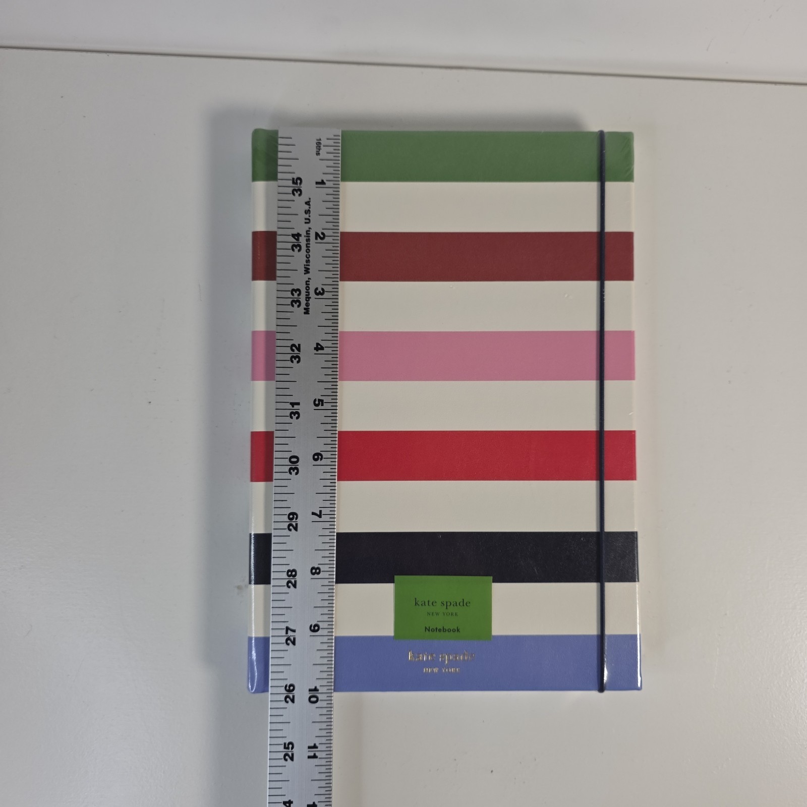 Kate Spade Adventure Stripe Take Note XL Notebook 168 Lined Pages Ribbon Pocket