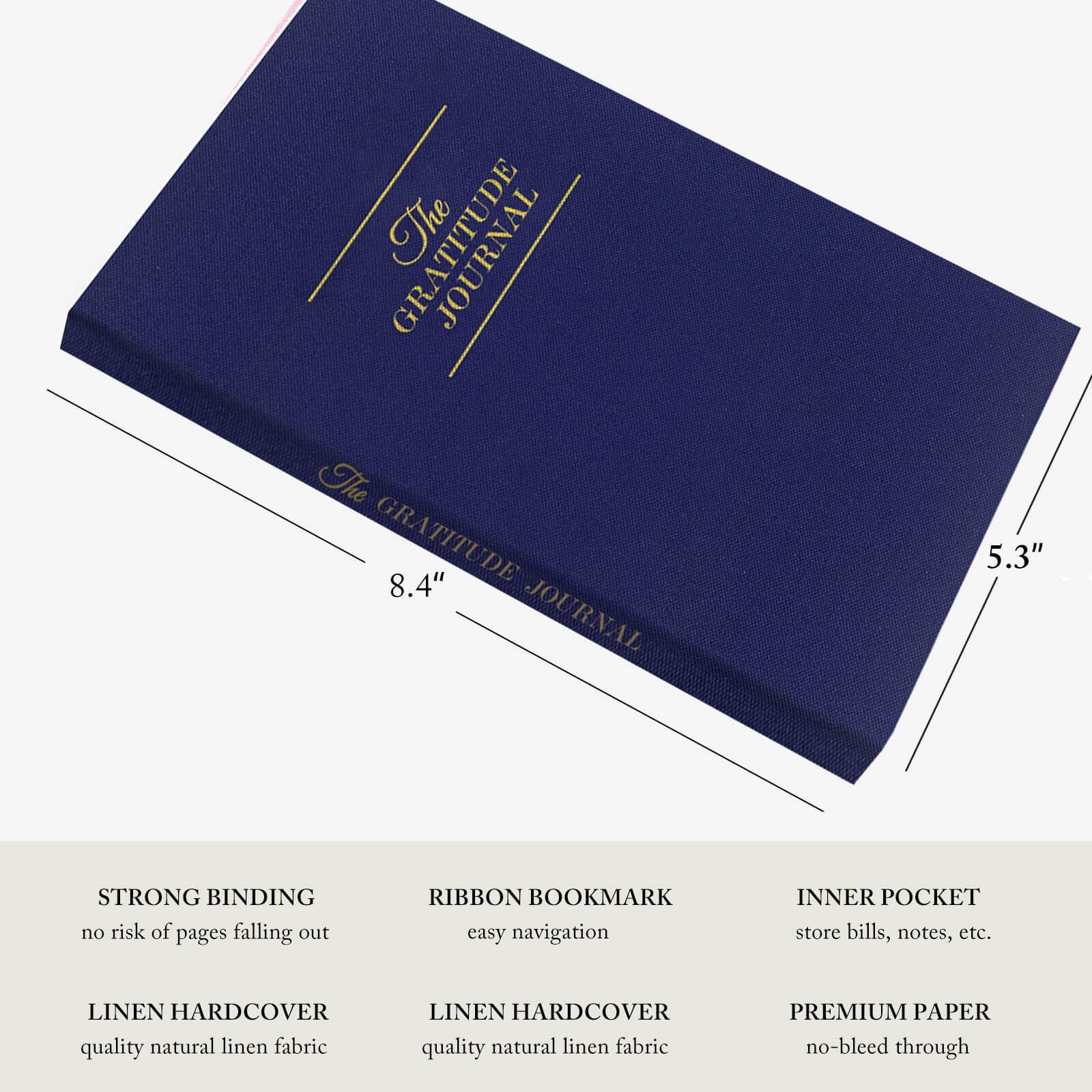 ZICPERY The Gratitude Journal – for More Mindfulness, A5, Royal Blue