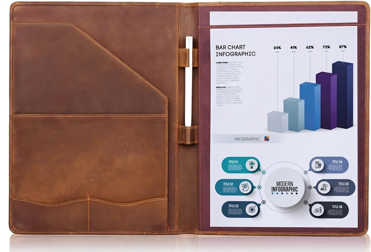 Leather Portfolio, A4 Document Folder Legal Pad Padfolio, Professional Writin…