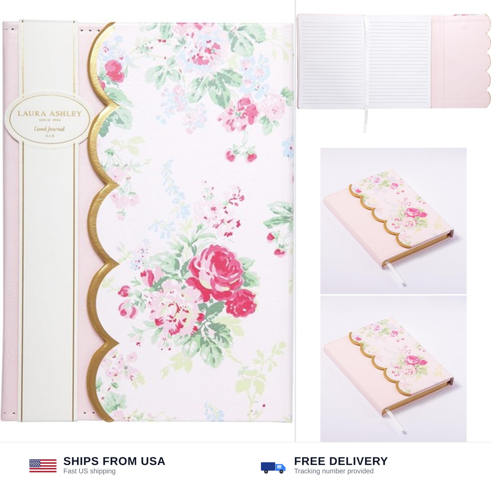 Laura Ashley English Garden Flap Journal – 6×8 Inch Faux Leather Hardcover wi…