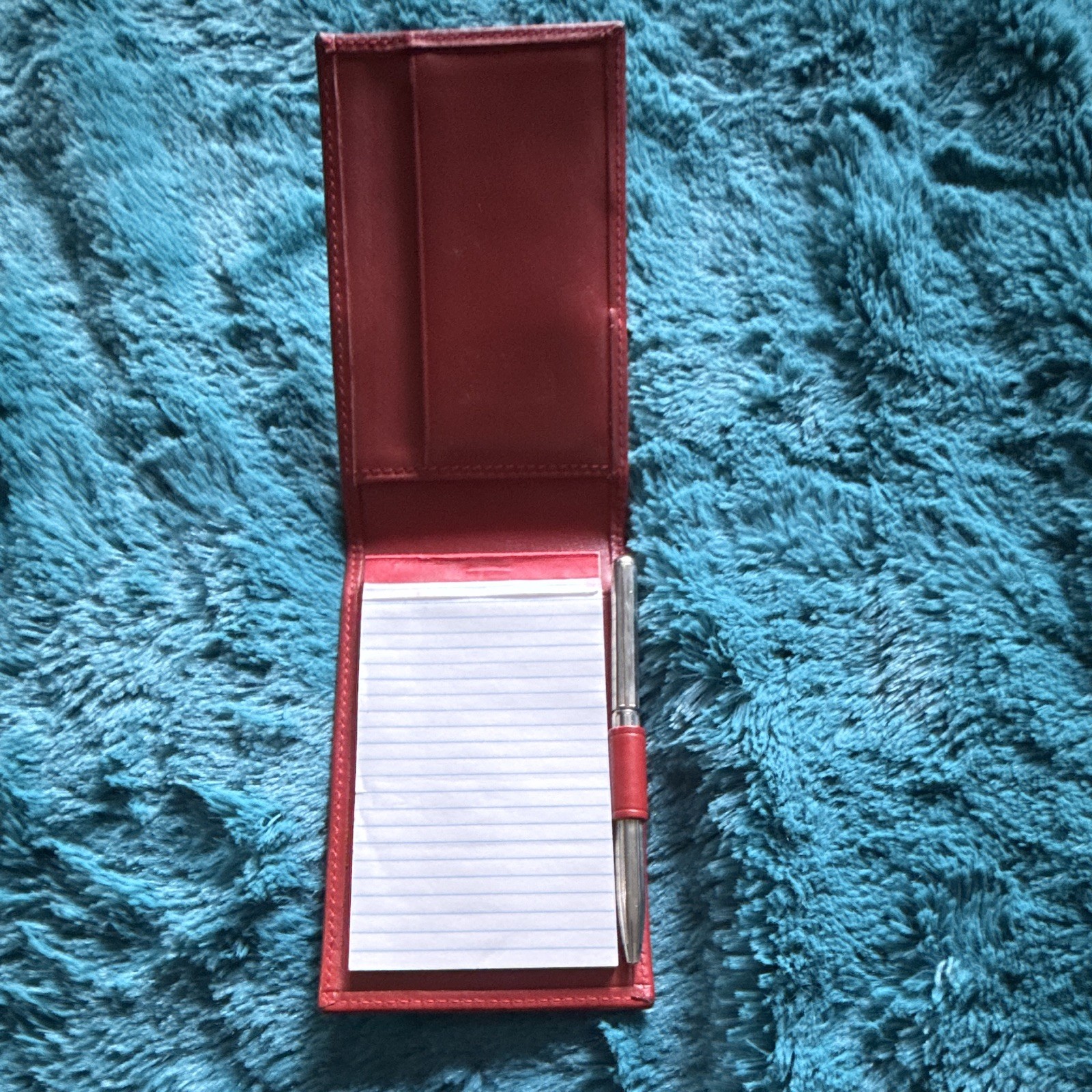 Coach Red Leather Pocket Organizer Notepad Holder w/ Pen Loop