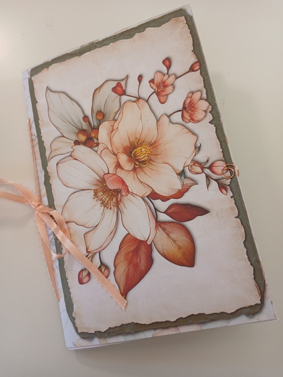Junk Journal Blank Booklet “SOFT FLORALS” Pastel Florals LG 8.5″x5.5″ 40pgs
