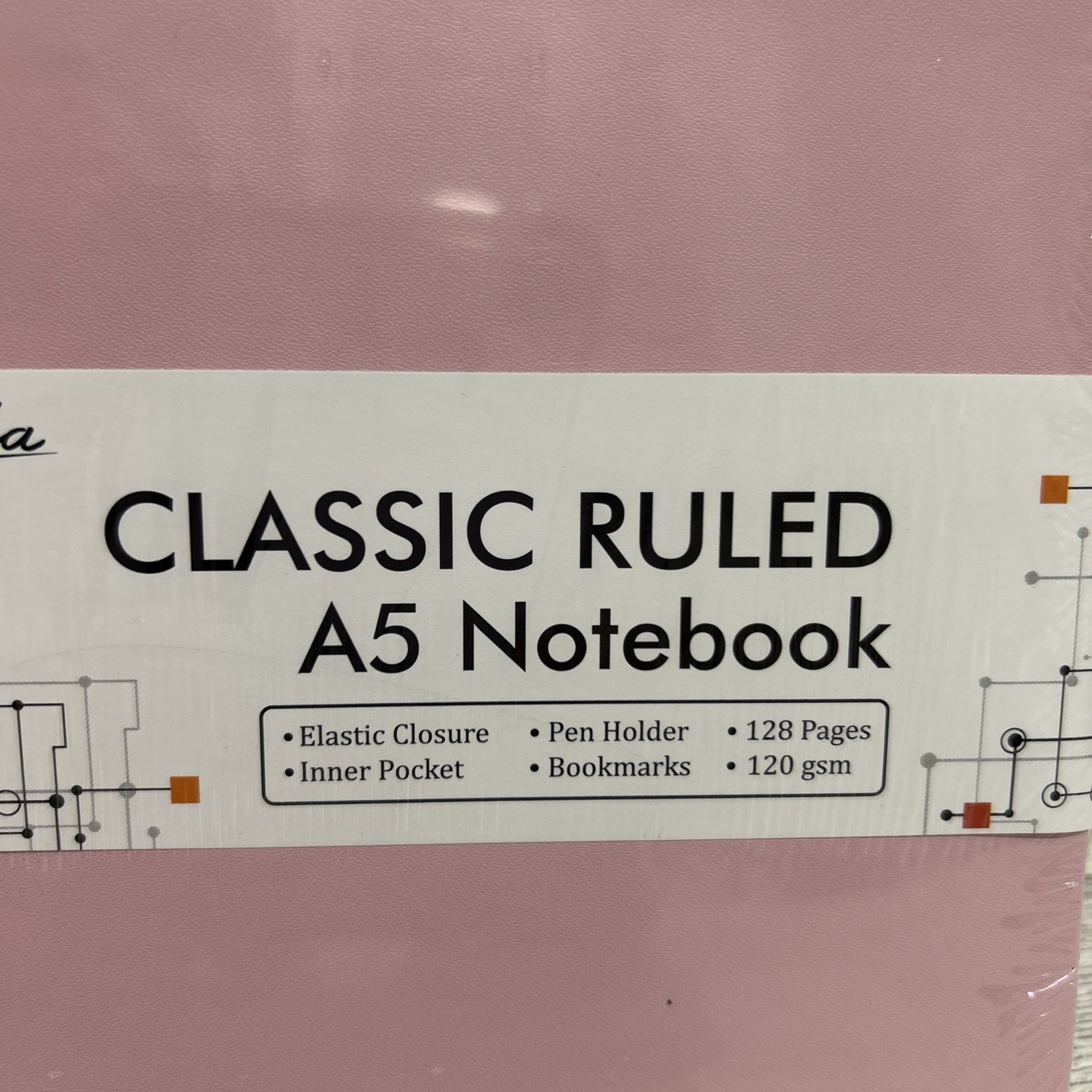Feela Classic Ruled A5 Notebook 8.5 x5.25 Pink New With Pink Pen 128 pages