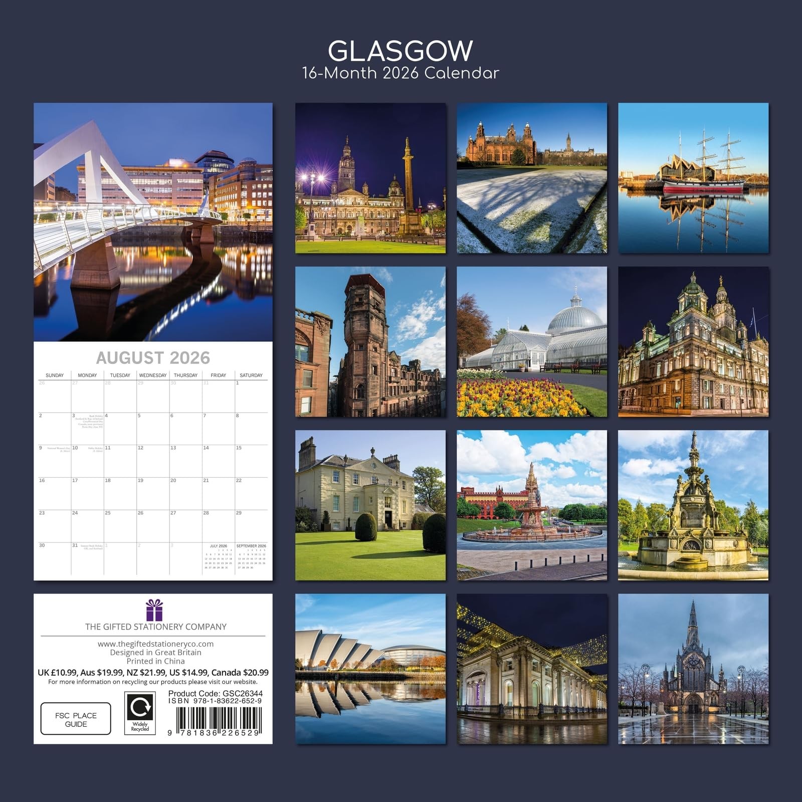 The Gifted Stationery 2026 Square Wall Calendar – 16-Month Planner with…