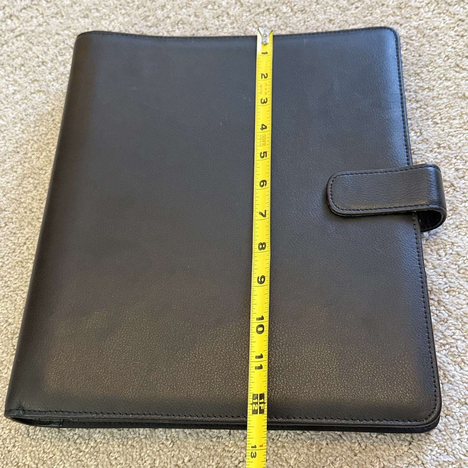 Day Timer Smooth Black Leather 7 Ring Planner Snap Close w/ Inserts 2000 Vintage