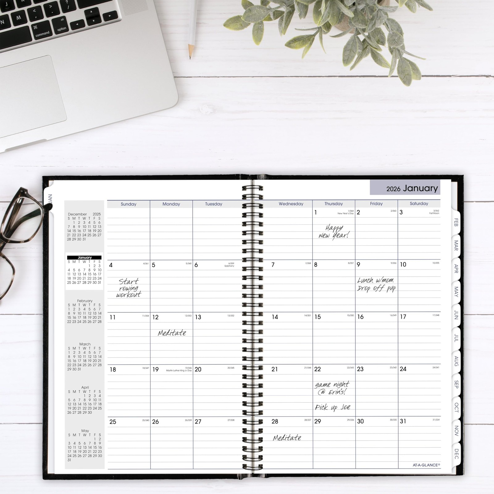 2026 Planner, Monthly, 8″ x 11-3/4″, Large, Hardcover, DayMinder, Black (G470…