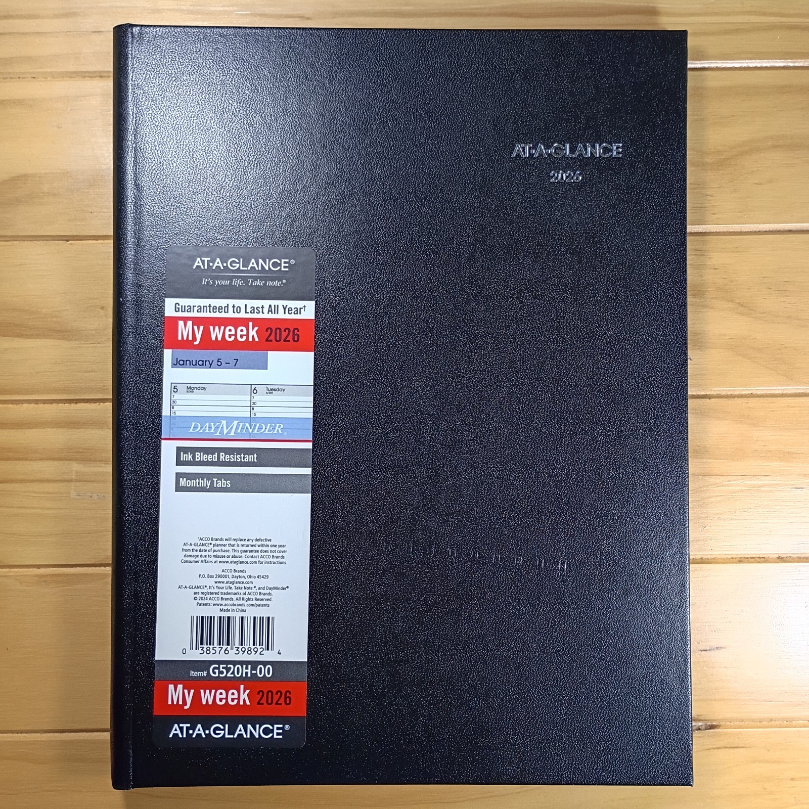 2026 AT-A-GLANCE My Week DayMinder Item #G520H-00 New.