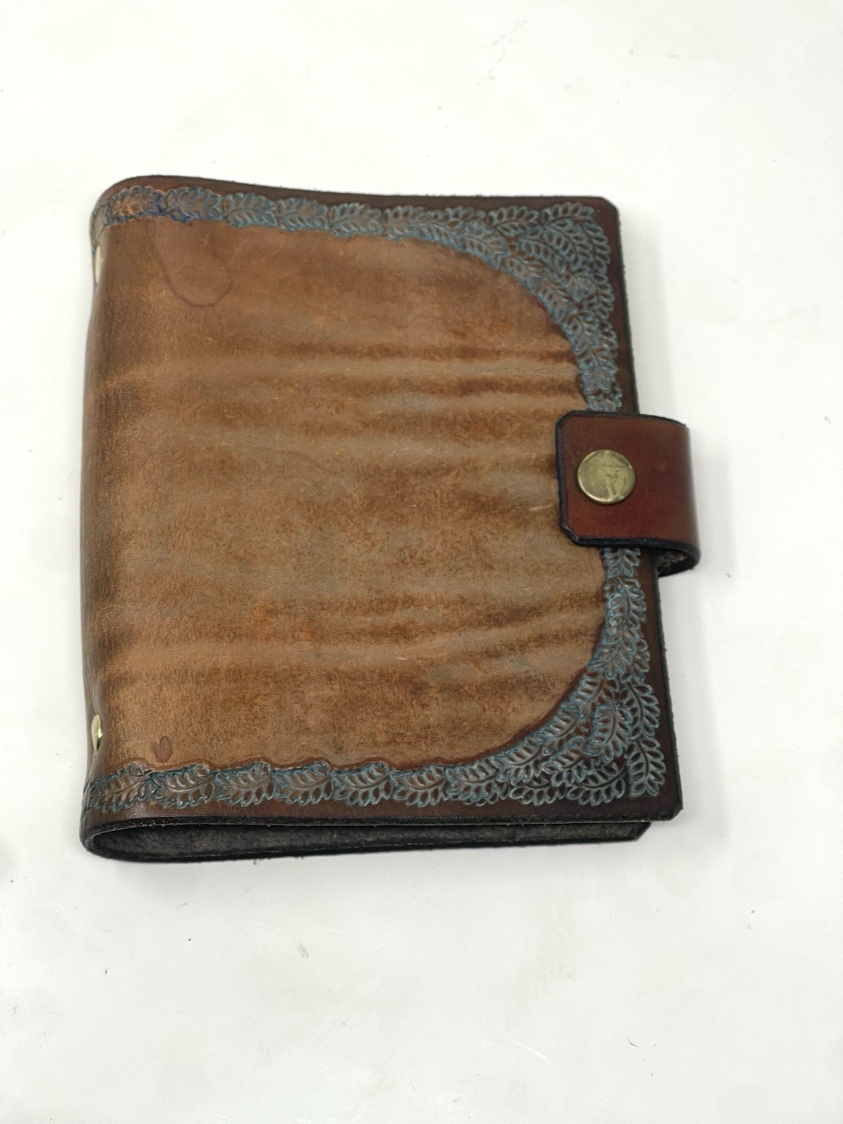 Handcrafted Genuine Leather Bound Journal Leaf Border Paper 50 Pages
