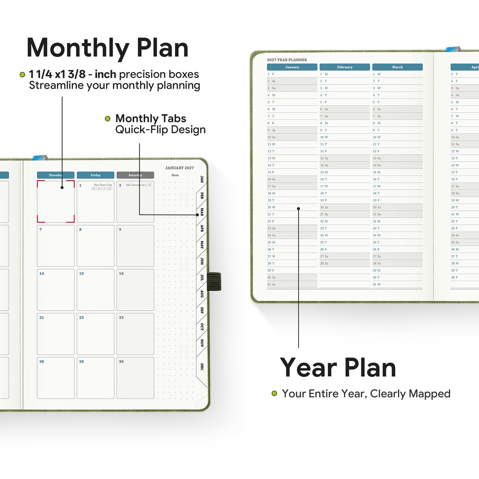 2026-2027 Weekly and Monthly Planner (July 2026–December 2027), 6.5″x8.5″, Ve…