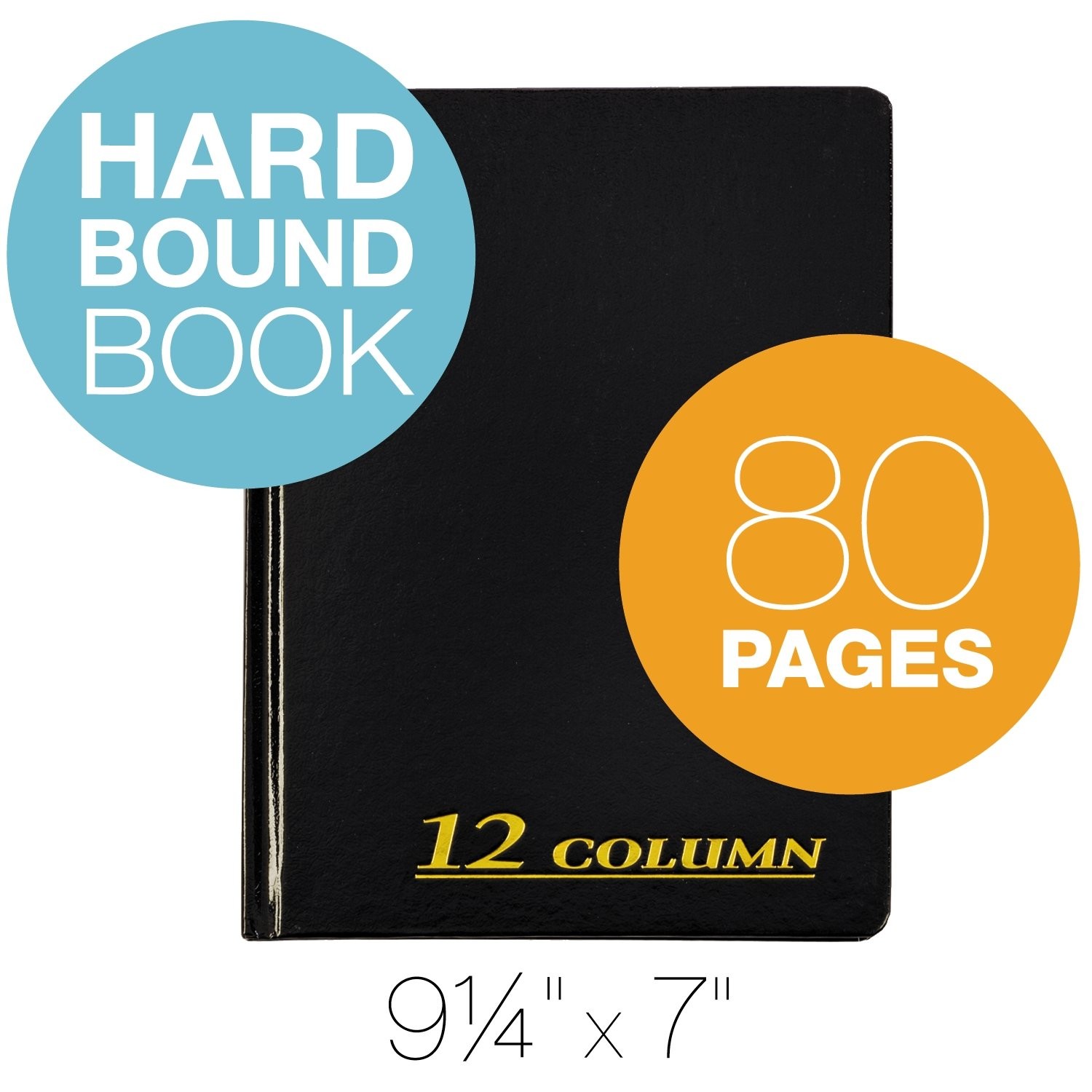 Adams Account Book, 7 x 9.25 Inches, Black, 12-Columns, 80 7″ x 9-1/4″, Black