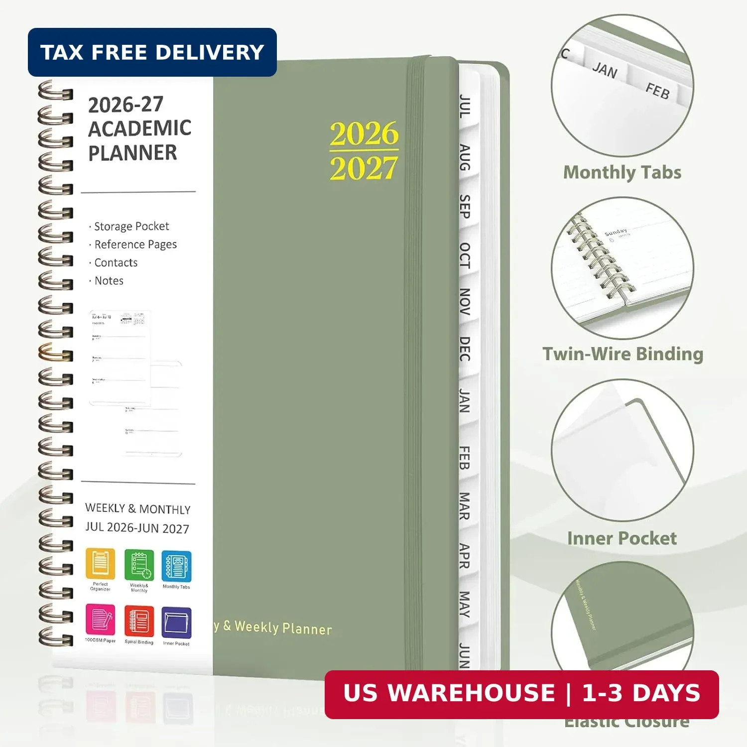 Planner 2026-2027, Academic Weekly and Monthly Calendar Planner, July 2026 – Jun