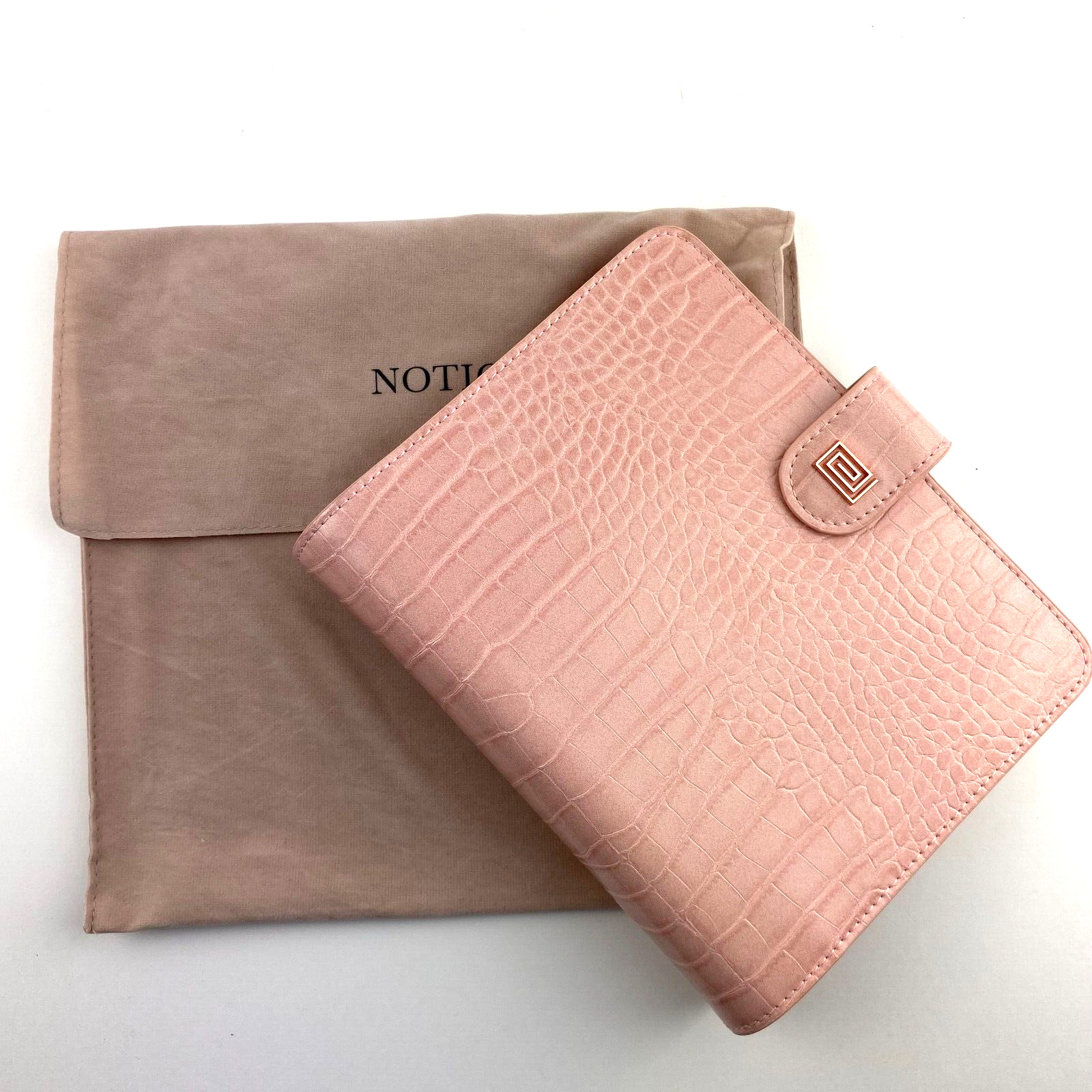 Notiq RING Planner Cover ROSE Pink | Vegan Leather Agenda 8.25×7