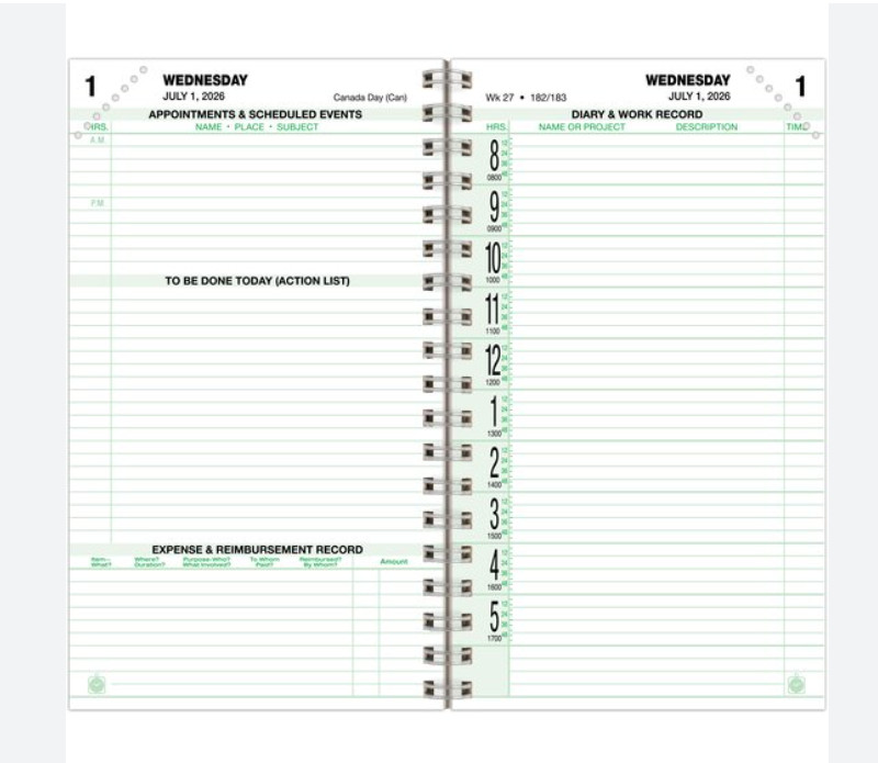 Day-Timer July 2026-June ’27 Pocket Wirebound 2 Page/Day Original Planner Refill