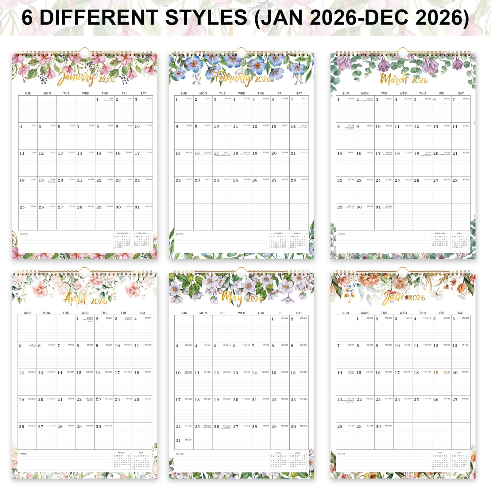 2026 Wall Calendar – Calendar 2026 Wall, Jan 2026 – DEC 2026, 12″ x 17″, Larg…