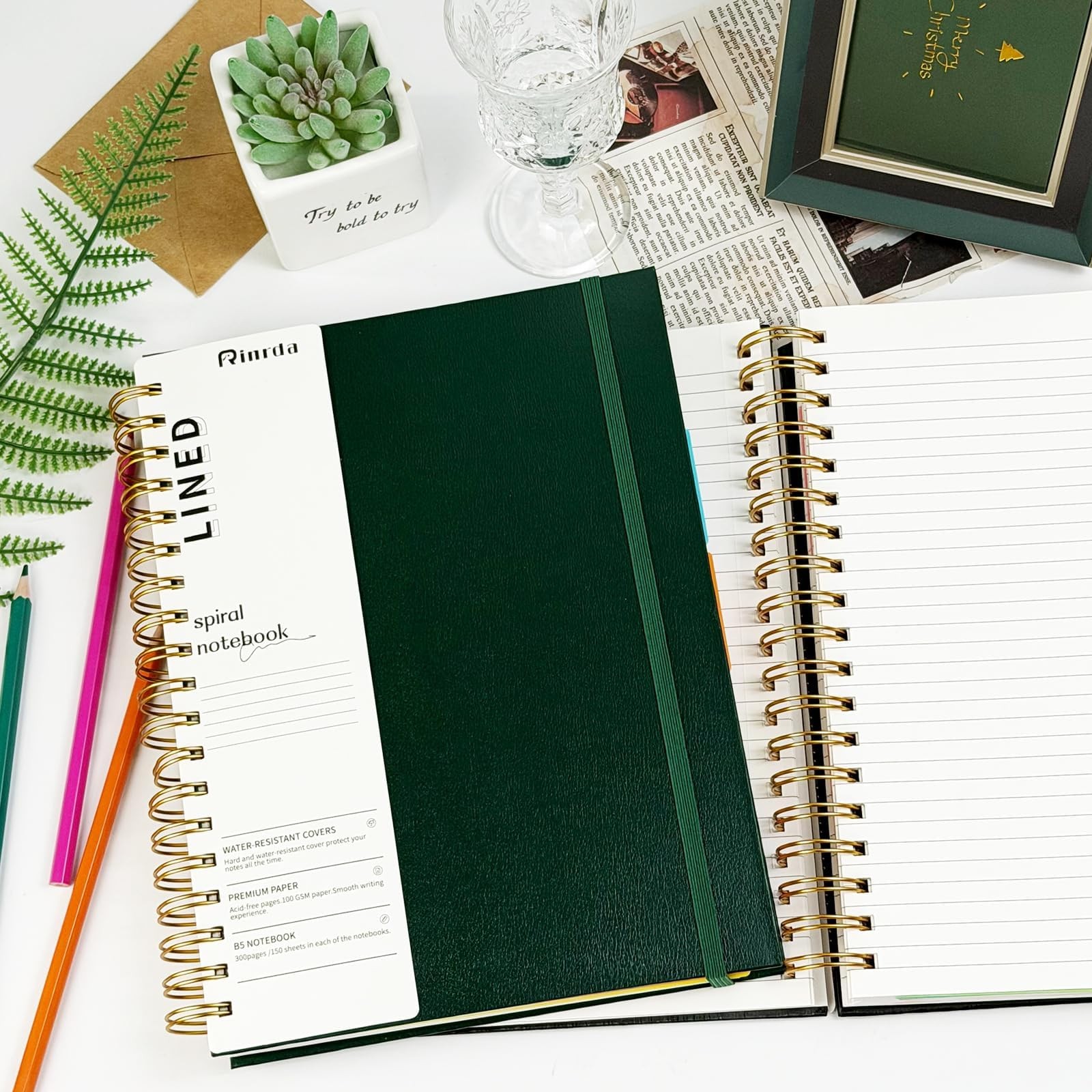 Hardcover Spiral Notebook with removable dividers 300 page,5 Subject Notebook…