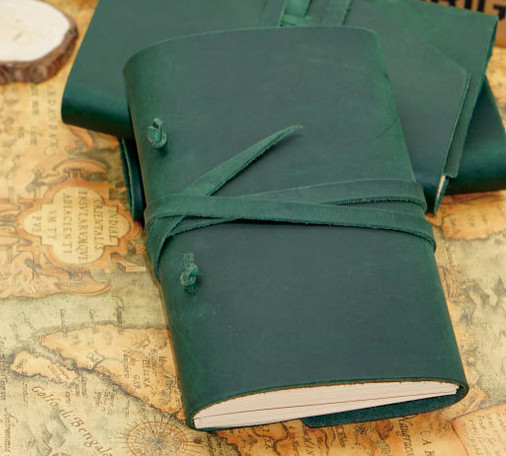 Writing notes Notebook sketchbook Diary Notepad handmade cow leather green Q282
