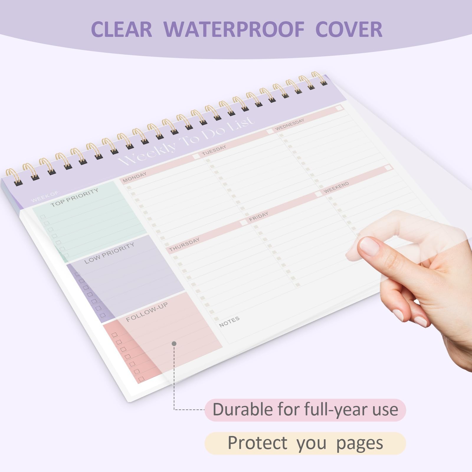 Weekly To Do List Notepad, 52 Undated Sheets Letter (8.5 x 11 inches), Purple