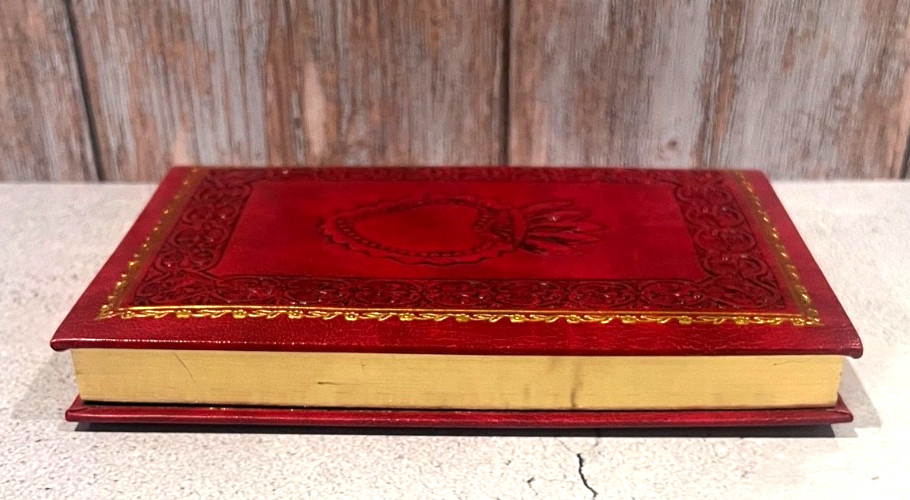 Fiorentina Italian Red Leather Journal Sacred Heart Embossed Gold Lined Notebook