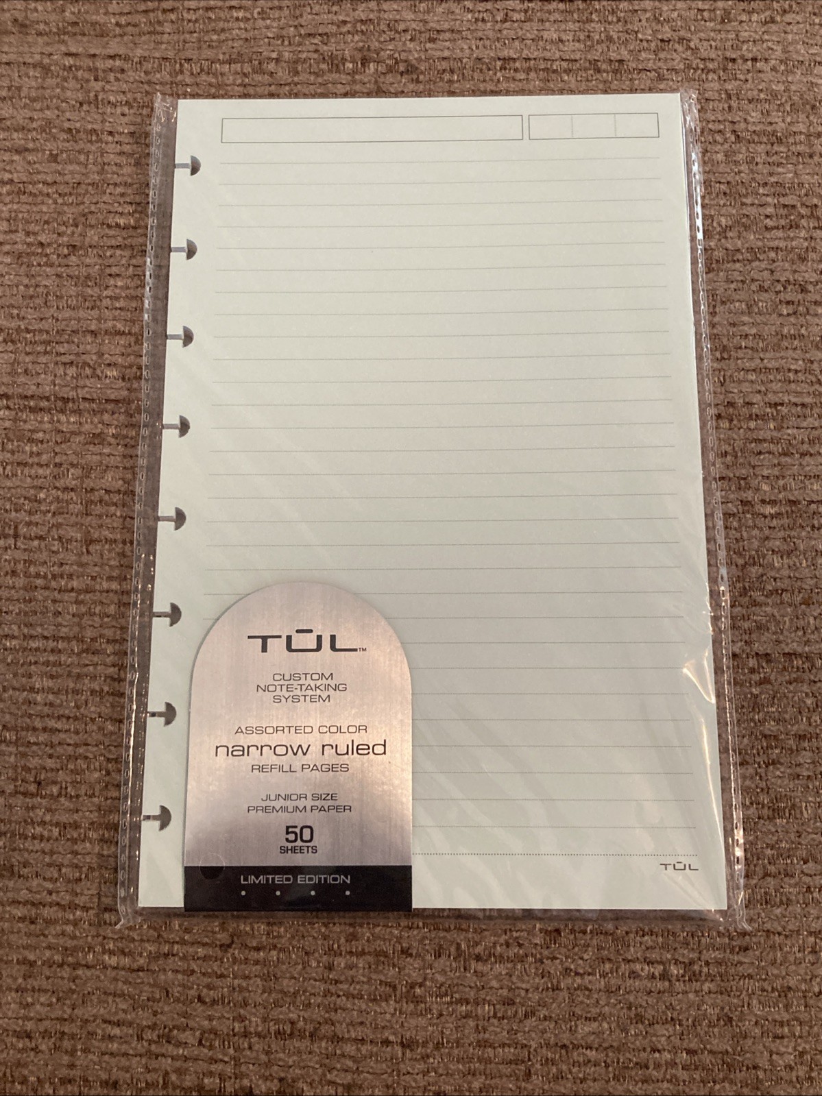 New TUL Refill Pages Junior Size Narrow Ruled 50 Sheets Assorted Pastel Colors