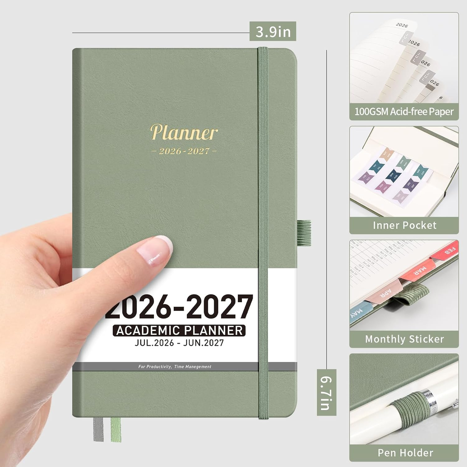 Pocket Calendar 2026-2027, July 2026 – June 2027, Academic Planner, Weekly and M