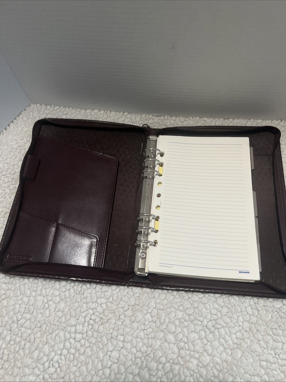 Notebook Planner Rolodex 8×10 Faux Leather 6 Ring Brown Solid 90s Zipper Case