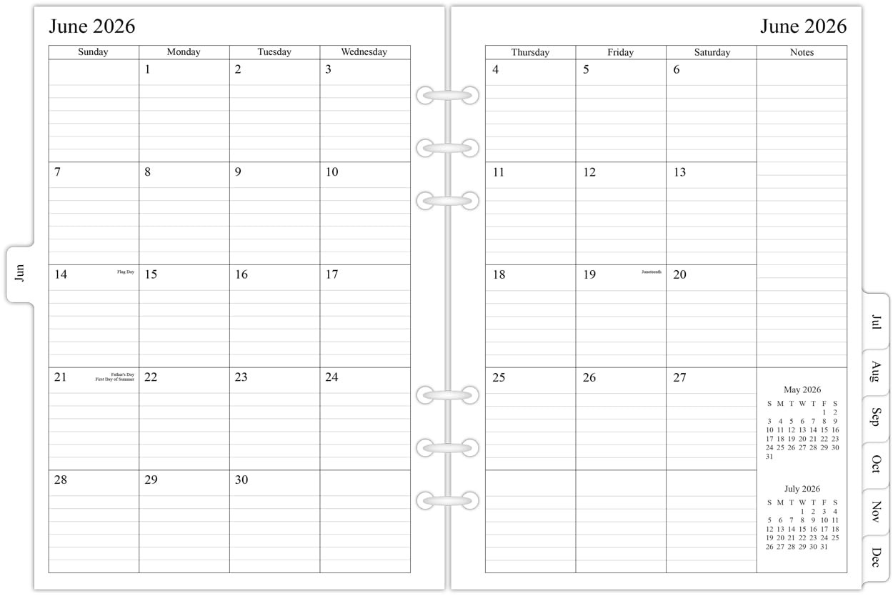 newestor 2026-2027 Monthly Planner Refills for A5 Two Page Per Month, White