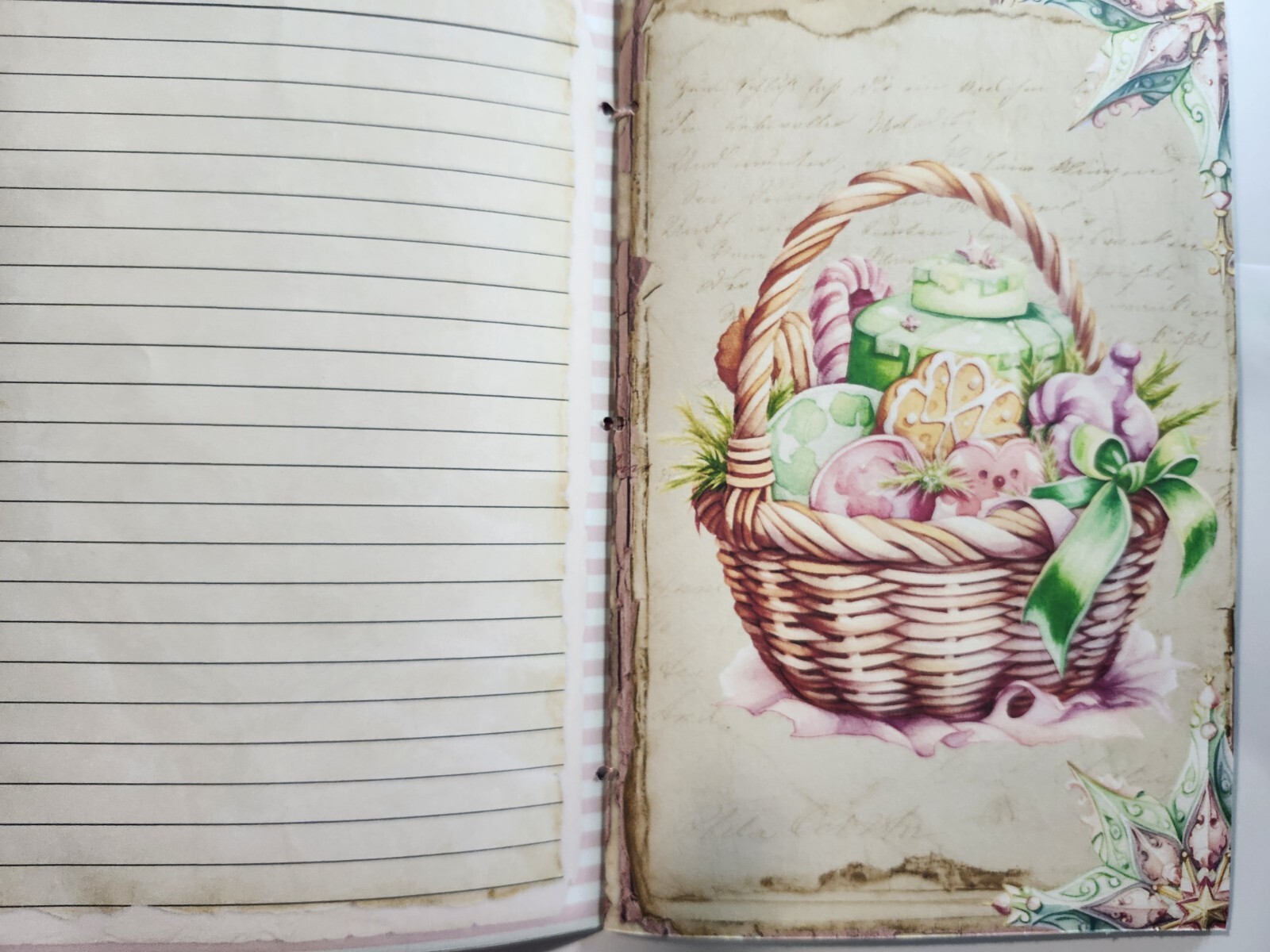 Junk Journal Booklet “PASTEL CHRISTMAS” Christmas Pink Holiday Ephemera, Cards+