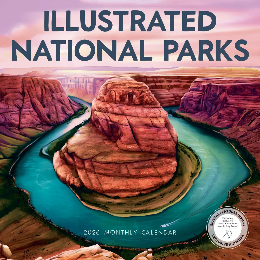 Illus. National Parks Calendar 2026 | 12″ x 24″ 12 Month | Marble City Press