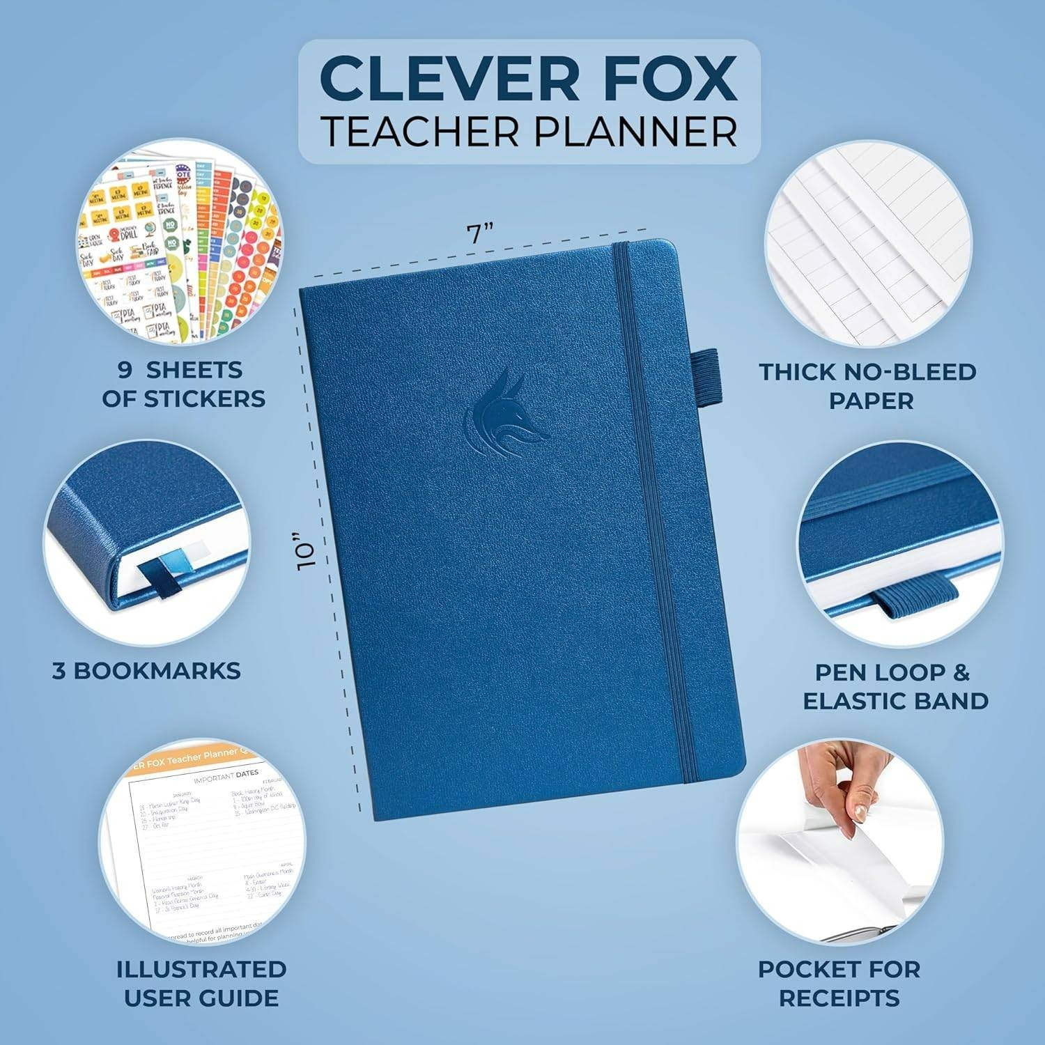 Clever Fox Teacher Planner School Year Planner in Mystic Blue