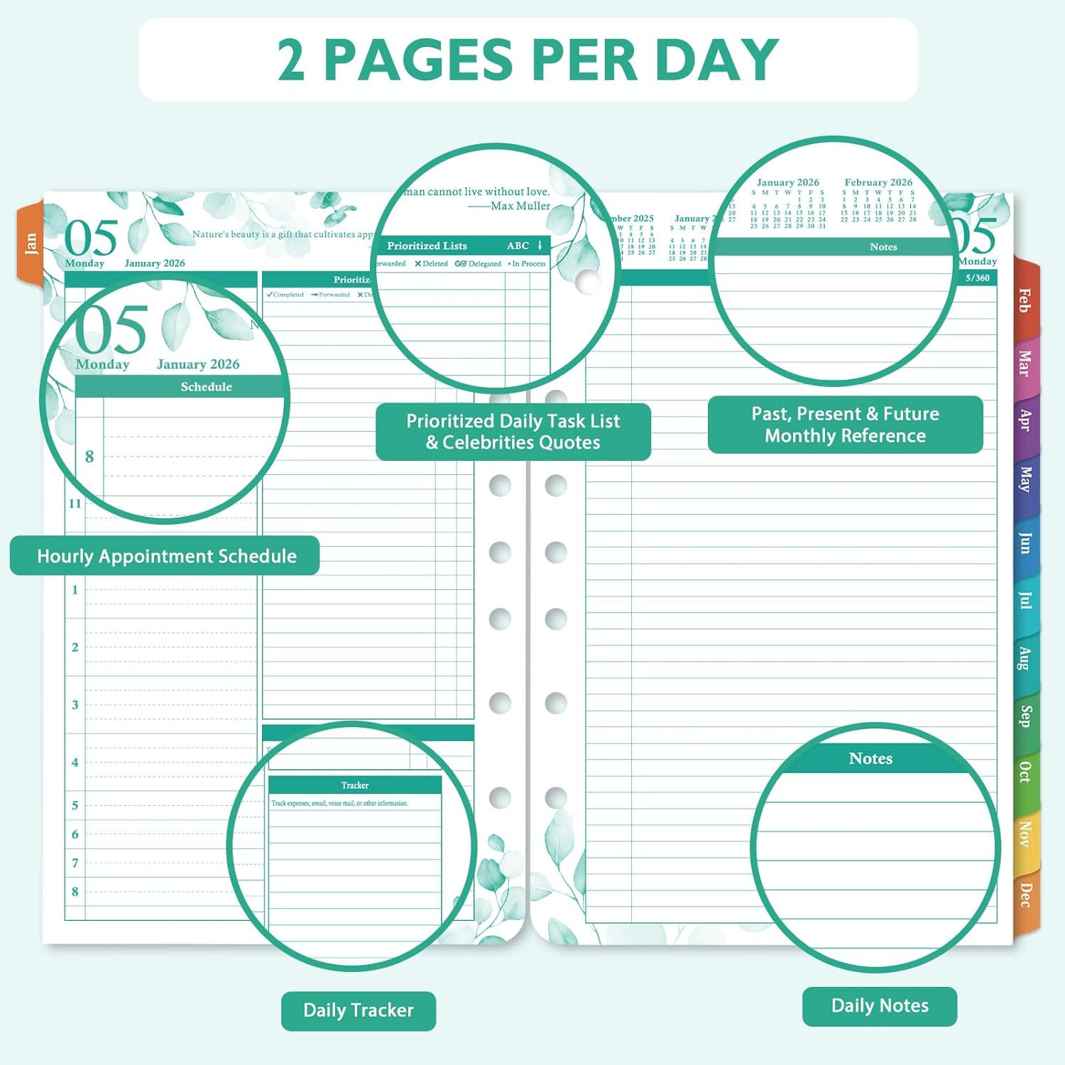 Planner Refills – 2026 Planner Refills, January 2026 – December 2026, 2 Pages Pe