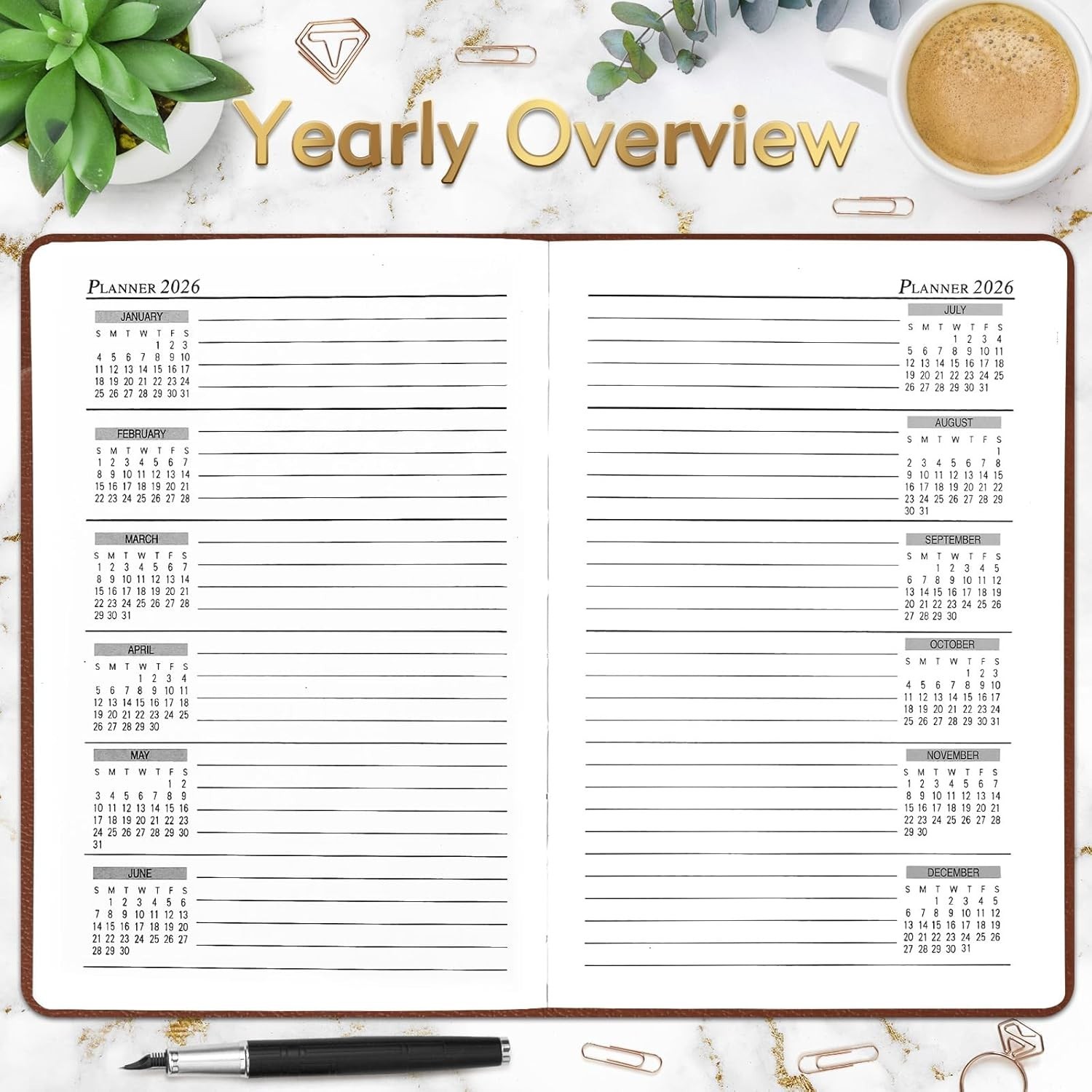 2026 Daily Hourly Planner – One Page a Day, 2026 Diary 5.7 X 8.3″ Hardcover