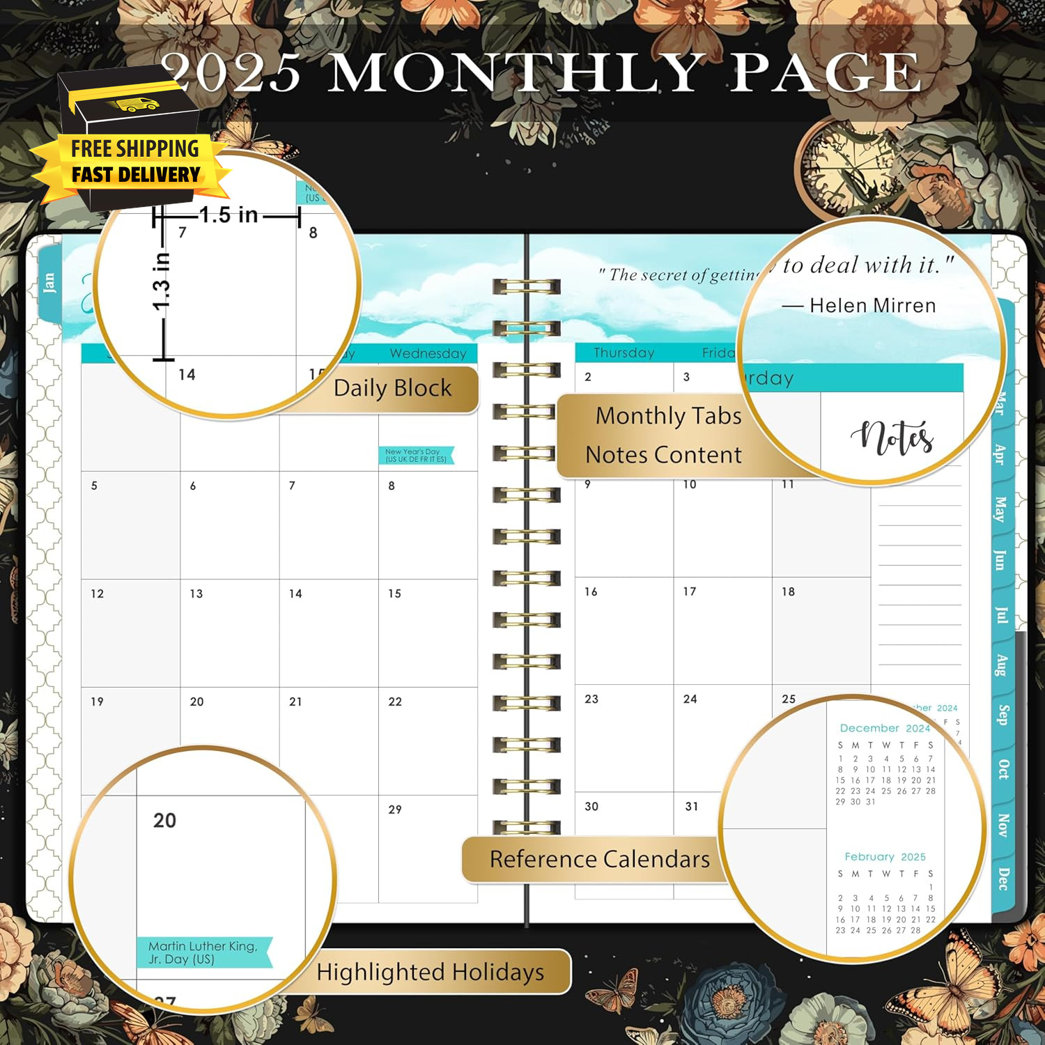 2025 Planner – Planner 2025, Jan.2025 – Dec.2025, 6.4″ X 8.5″, 2025 Planner Week
