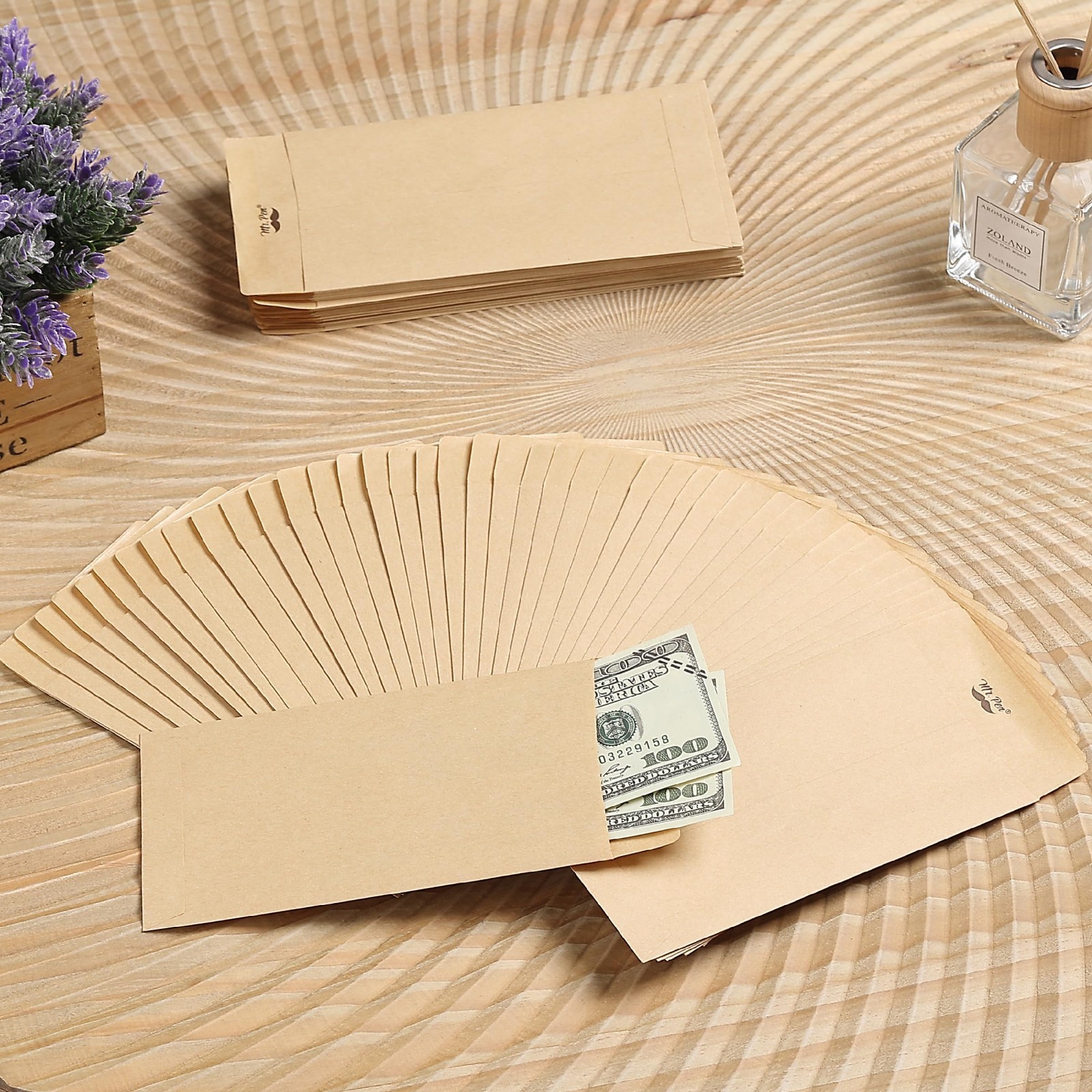 500 Pack Self-Adhesive Cash Envelopes 6.5″ x 3.5″ – Kraft Paper Budgeting & Orga