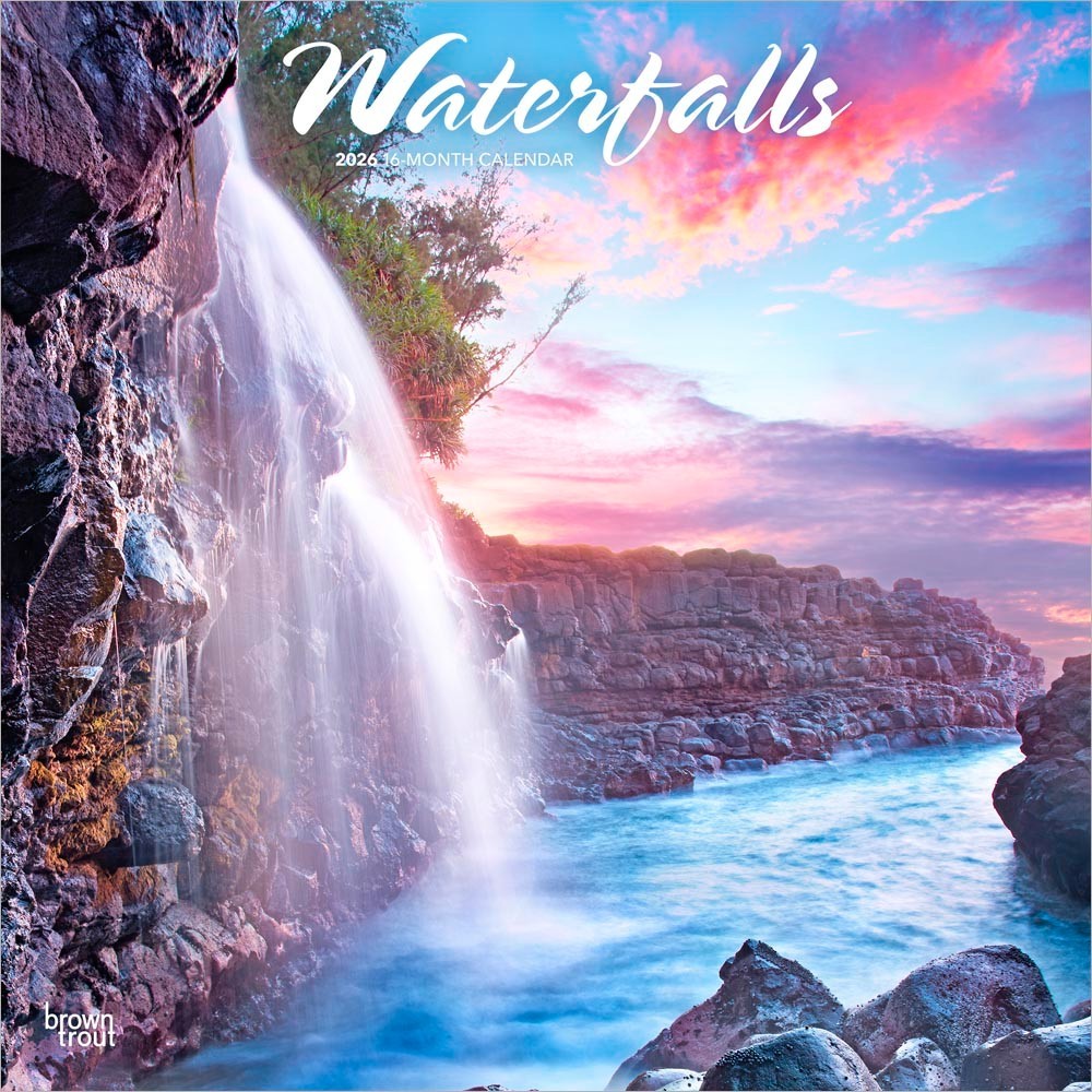 Waterfalls | 2026 12×24″ (Hanging) Monthly Square Wall Calendar | Plastic-Free