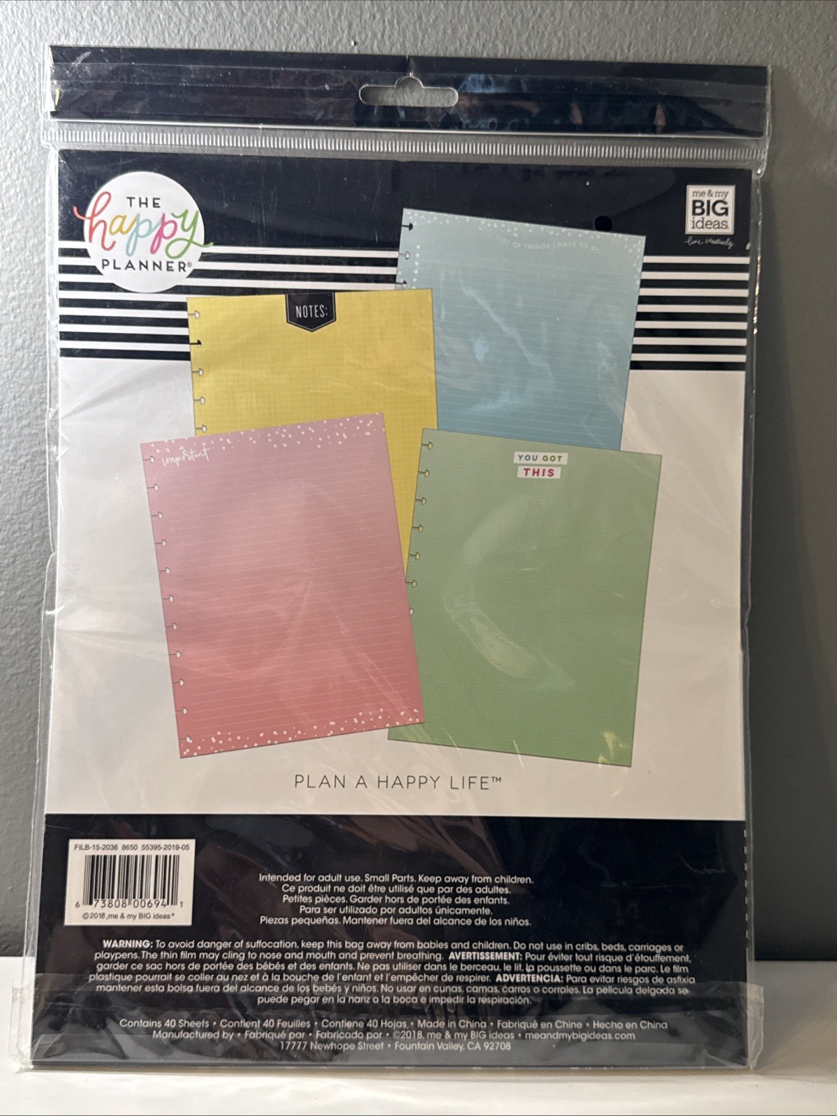The Happy Planner -Important/Notes/You Got this Big Filler Paper 40 Sheets