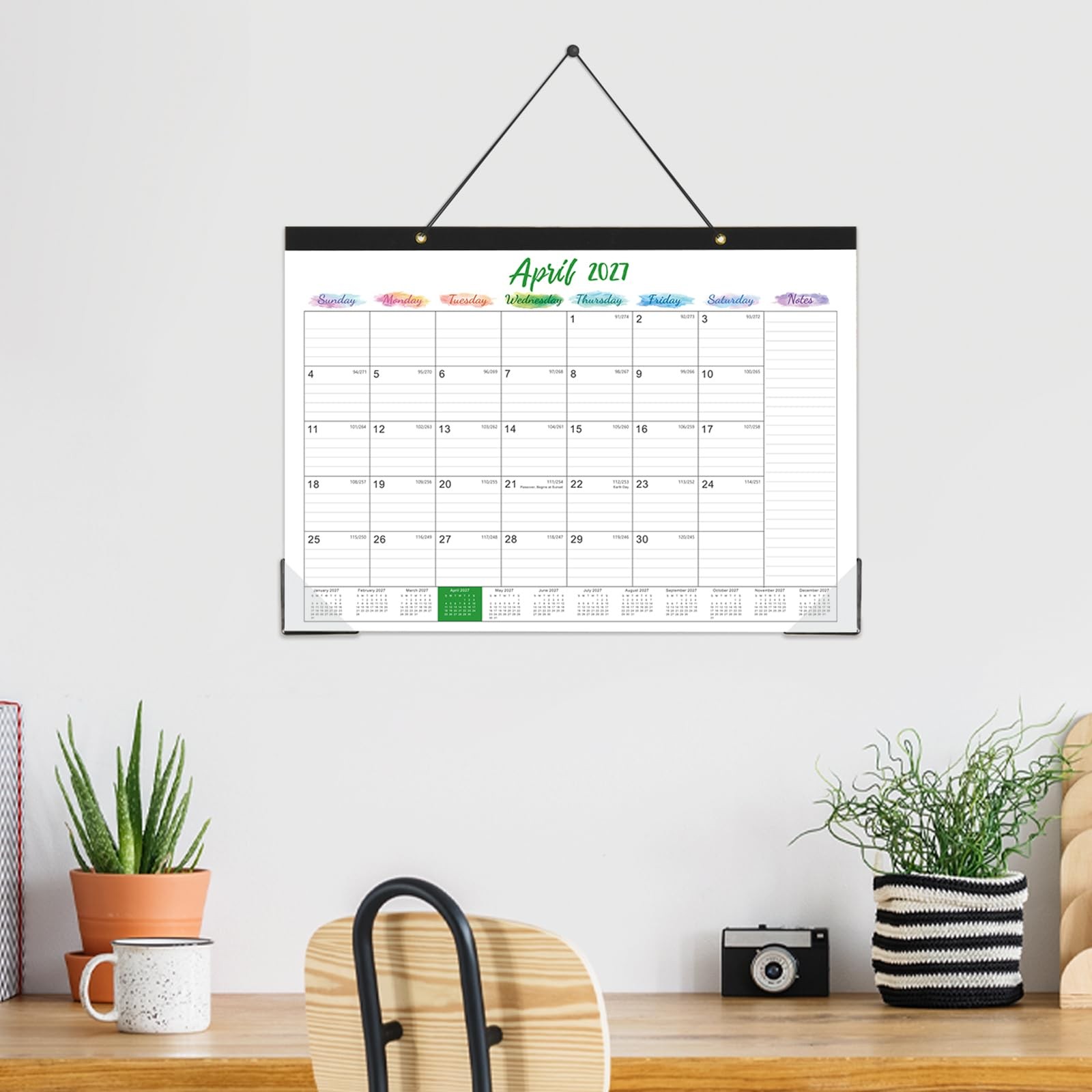 2026-2027 Desk Calendar – July 2026 – December 2027, 17″ x 12″, White