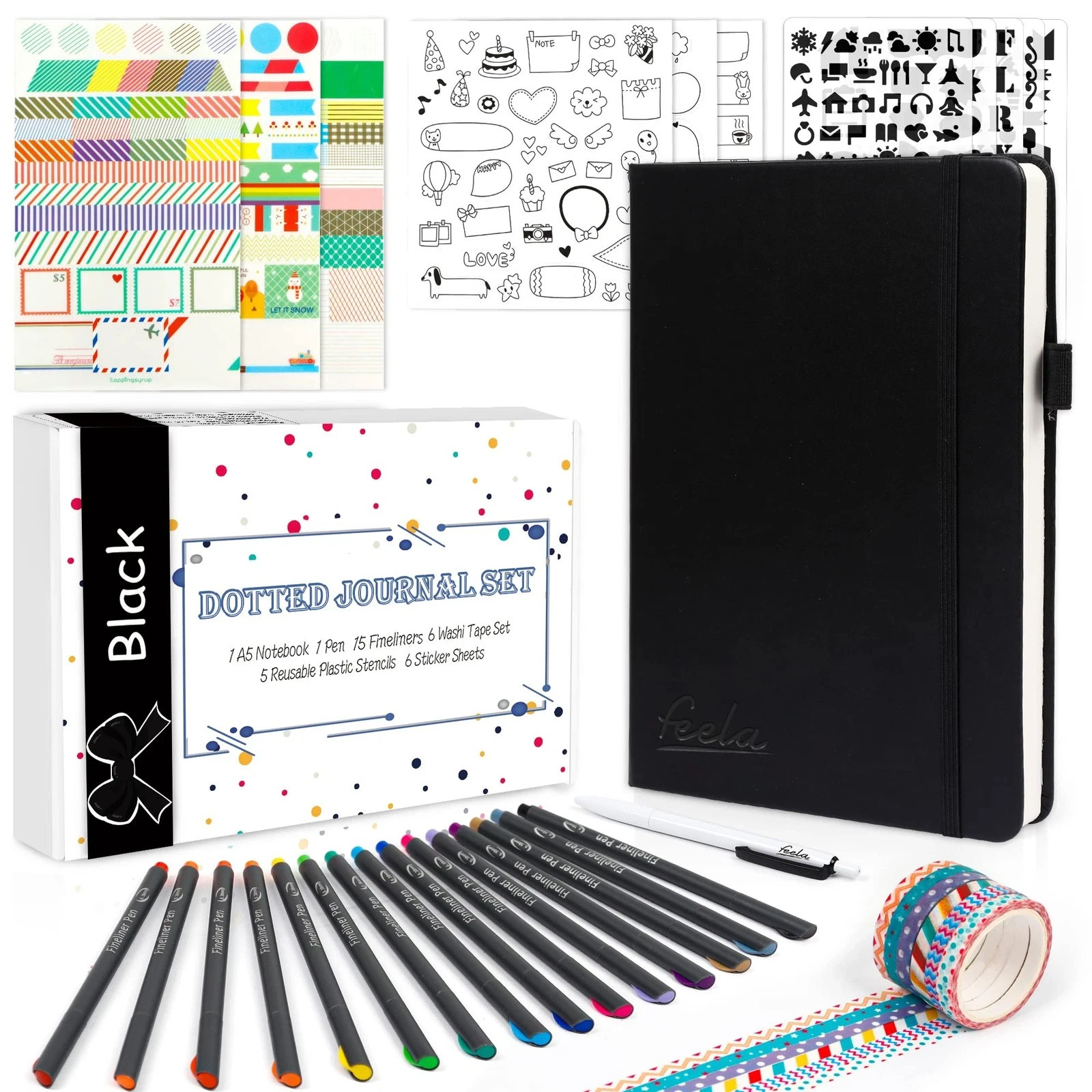 Dotted Journal Kit, Dot Grid Journal Hardcover Planner Notebook Set For Beginner