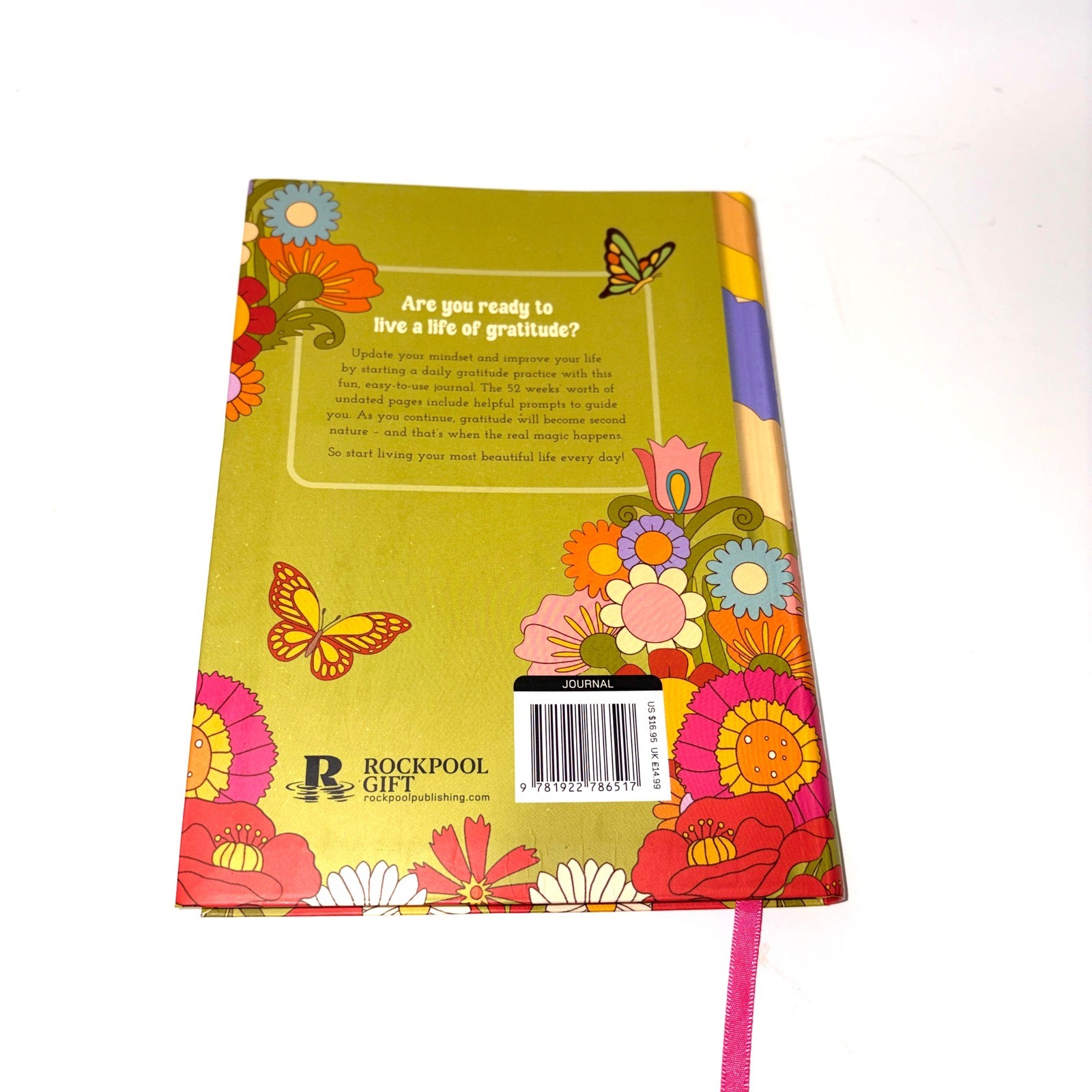 Rockpool Gift Daily Gratitude Journal 52 Week Undated Retro 70s Floral Softcover