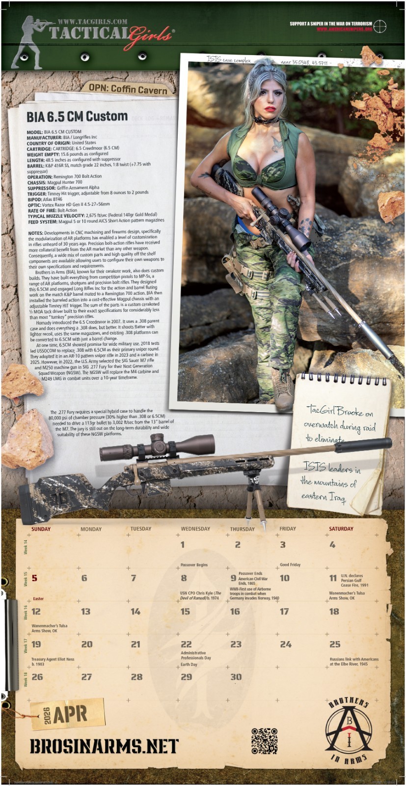 Tactical Girls 2026 Wall Calendar military gift for him airsoft