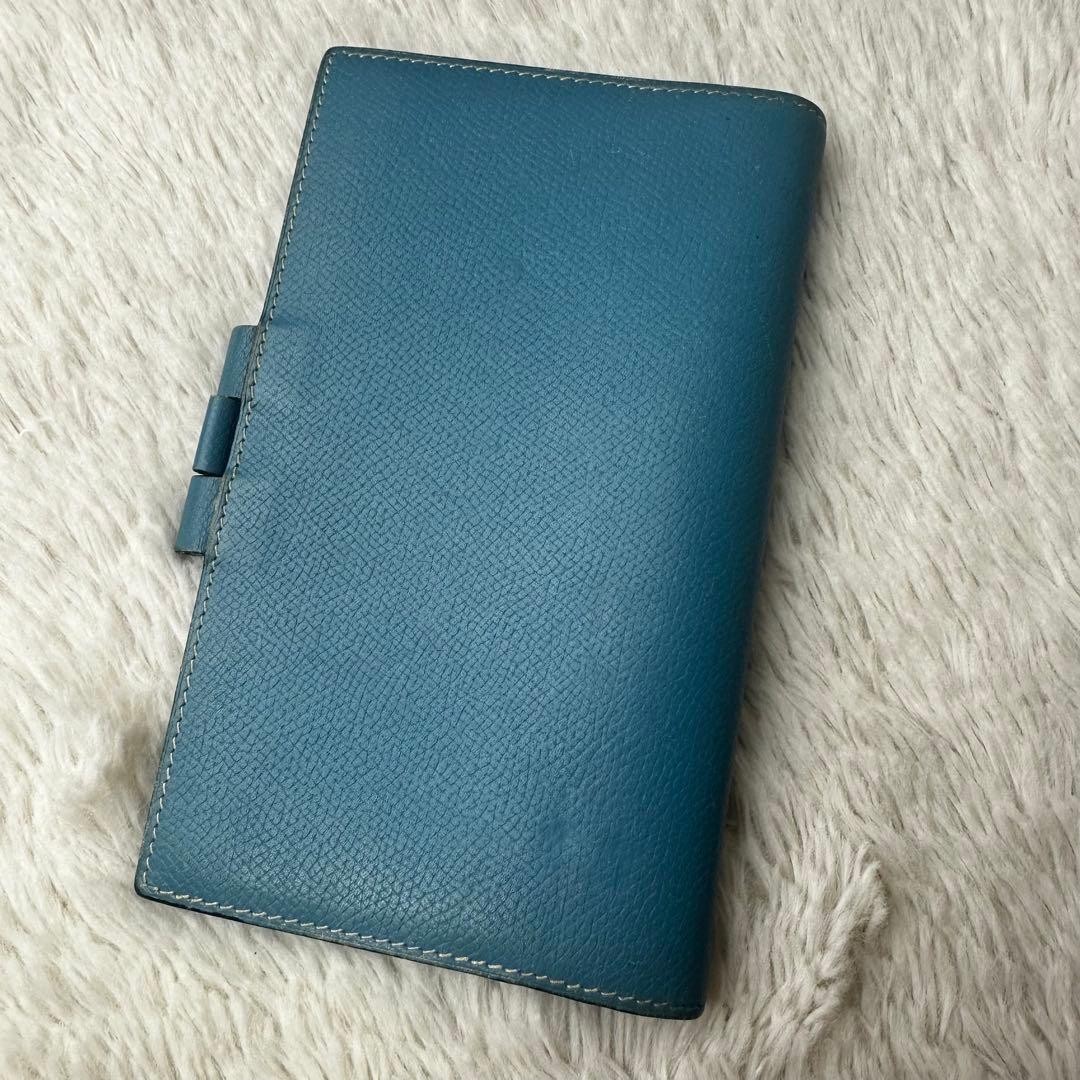 HERMES Vision Agenda Cover Veau Epsom Blue Women’s J Stamp Pen Holder 228-56699
