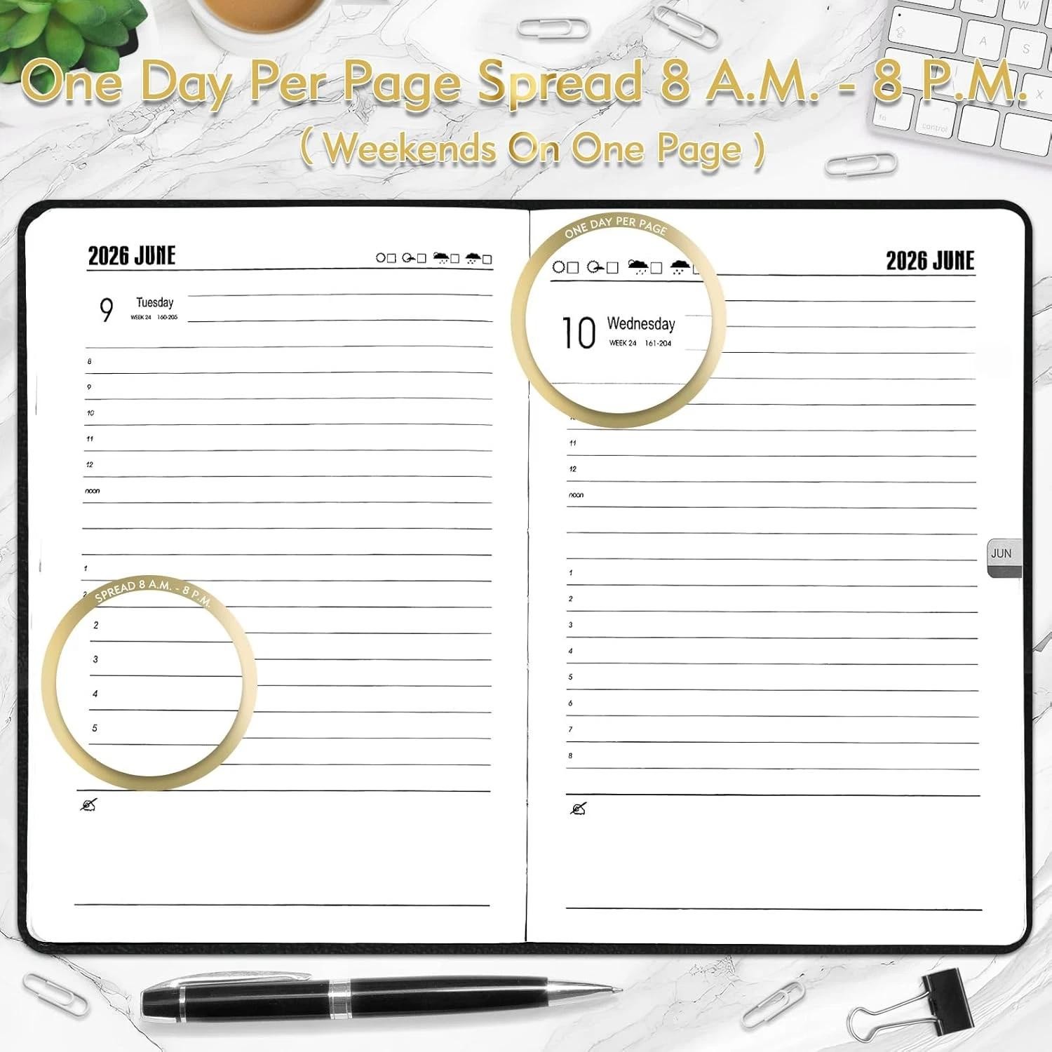 2026 Daily Hourly Planner – One Page a Day, 2026 Diary 5.7 X 8.3" Hardcover