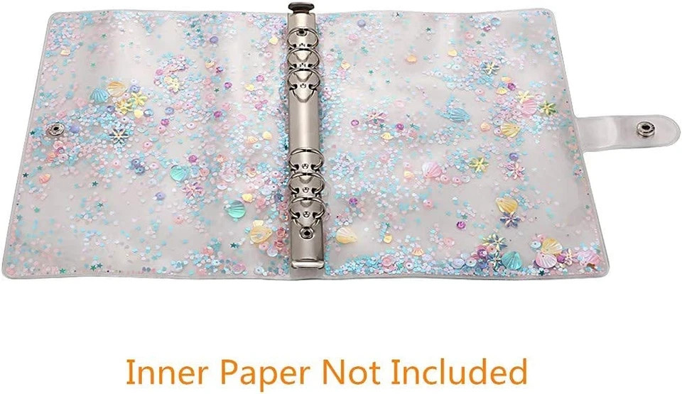 A5 6-Ring Loose Leaf Binder Cover PVC Glitter A5 Planner Cover Notebook Binder R
