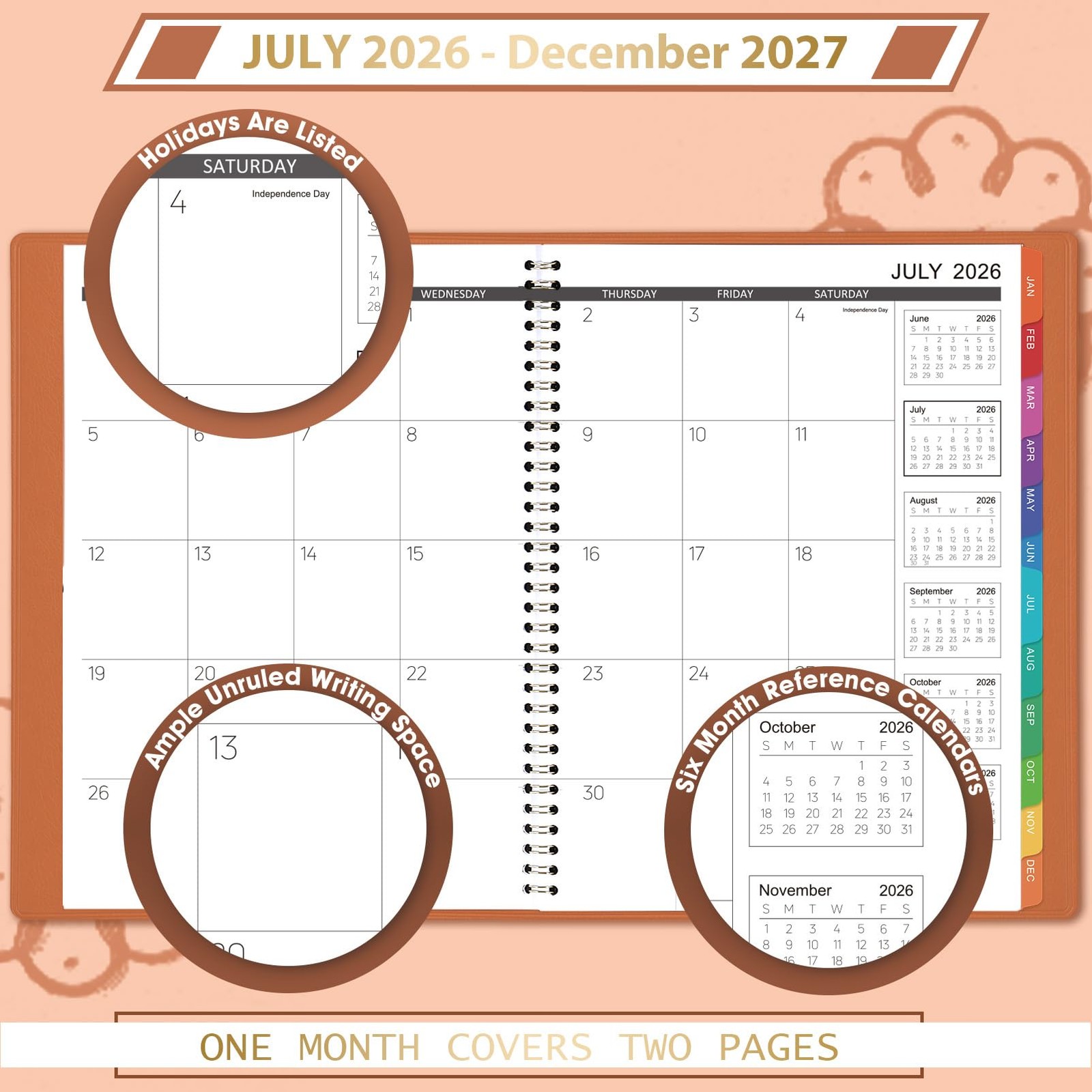 Monthly Planner 2026-2027 – 18 Months 9 inches X 11 inches, Brown