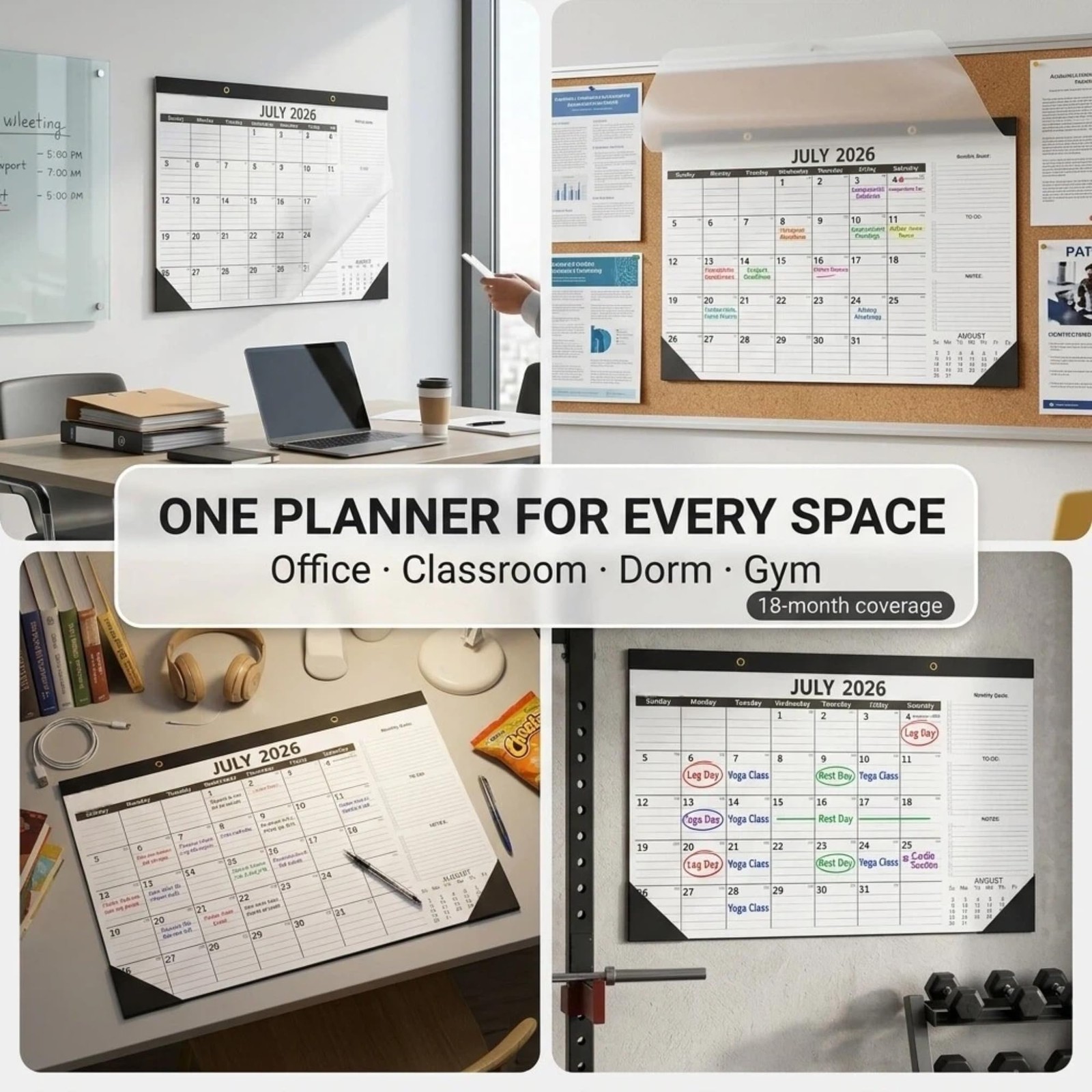 2026-2027 Desk Calendar – 17″ x 12″ Monthly Academic Wall Calendar, White