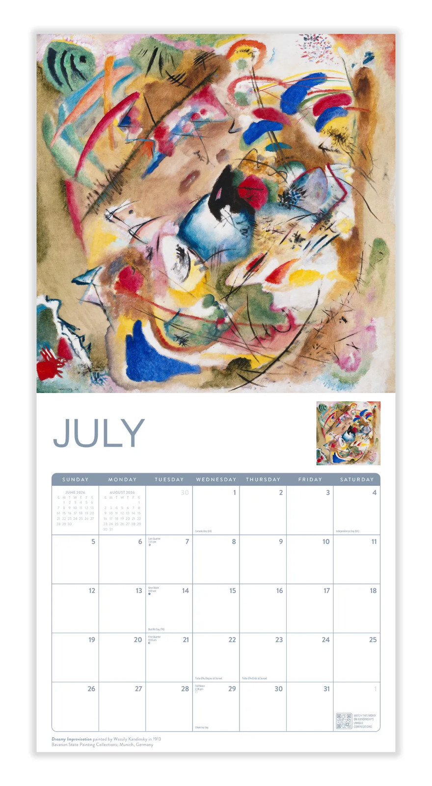 Modern Art Calendar 2026 | 12” x 24” Wall Calendar 12 Month | Marble City Press